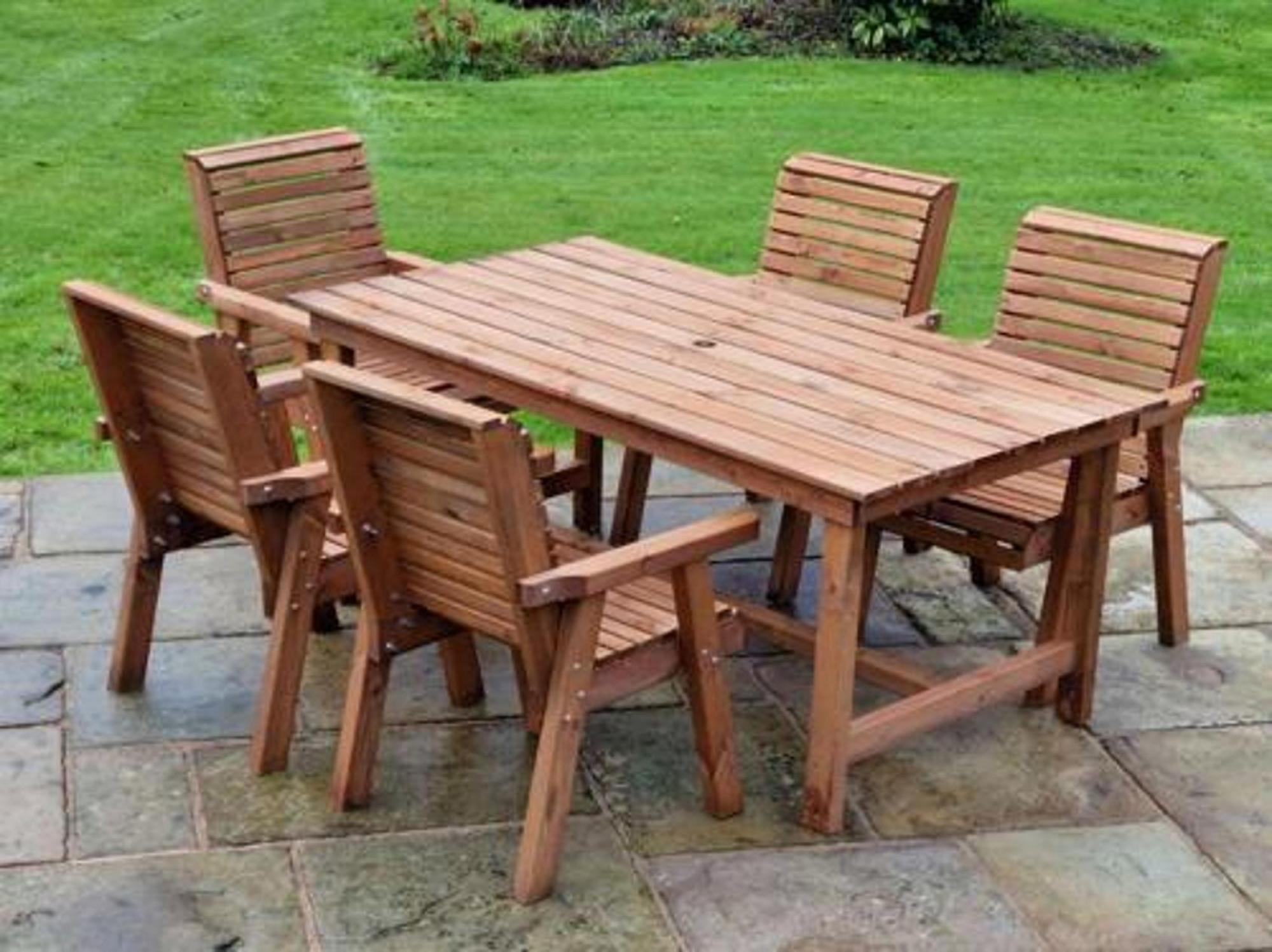 Churnet Valley Redwood Garden Table Set with 5 Chairs
