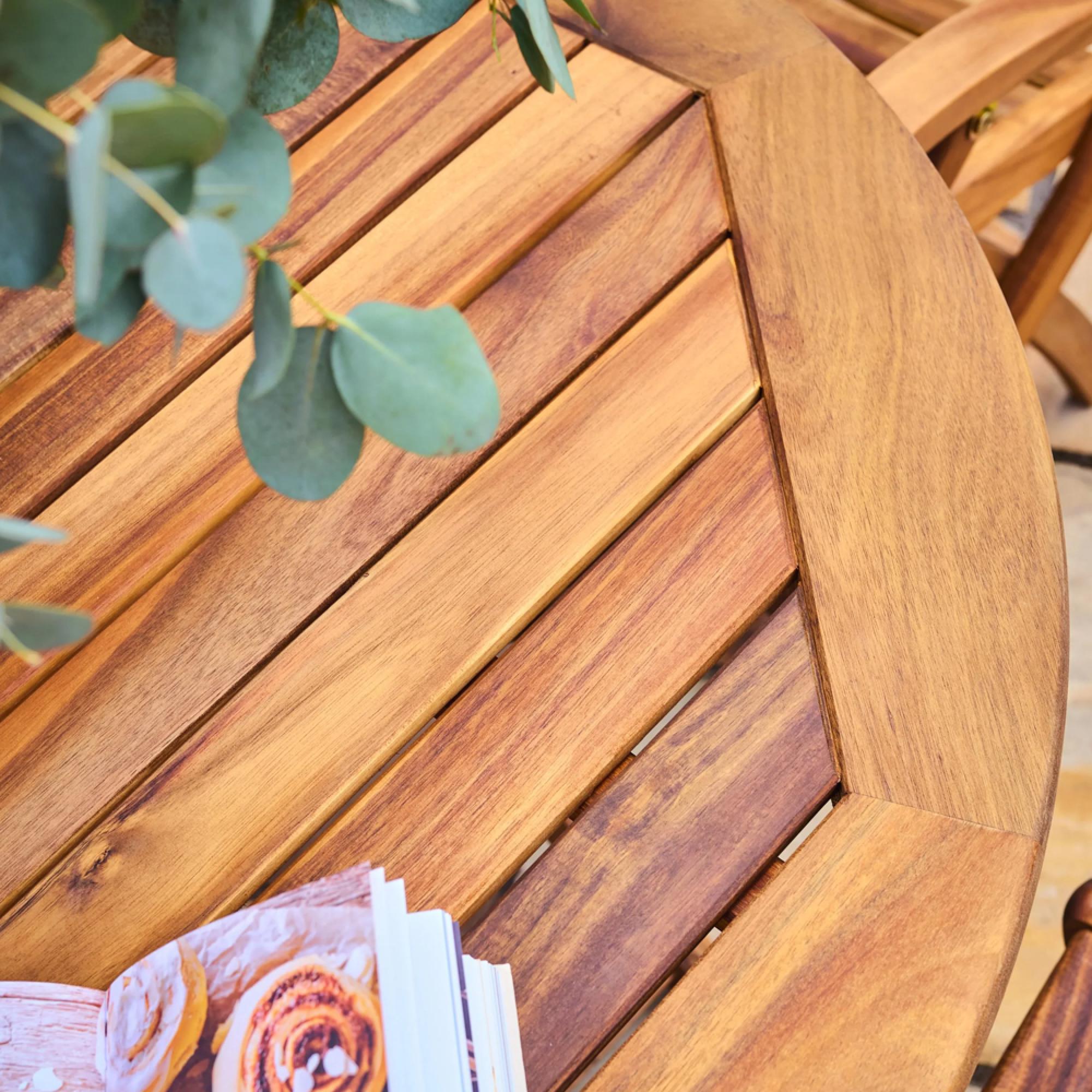 Redcliffe Garden Dining Table - 4 Seater - 110cm - Round - Folding - Acacia Wood