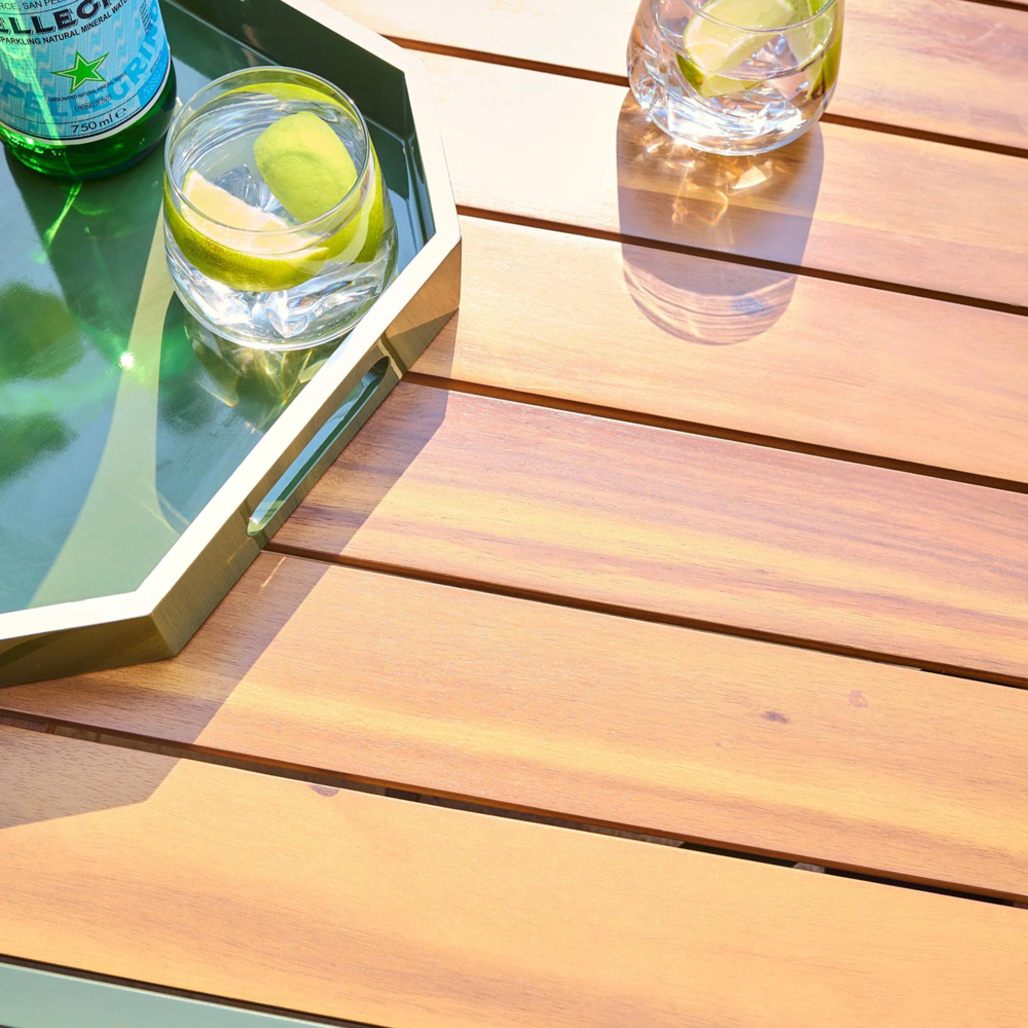 Genoa Garden Dining Table - 4 Seater - 150cm - Round - Olive Green and Timber Wood