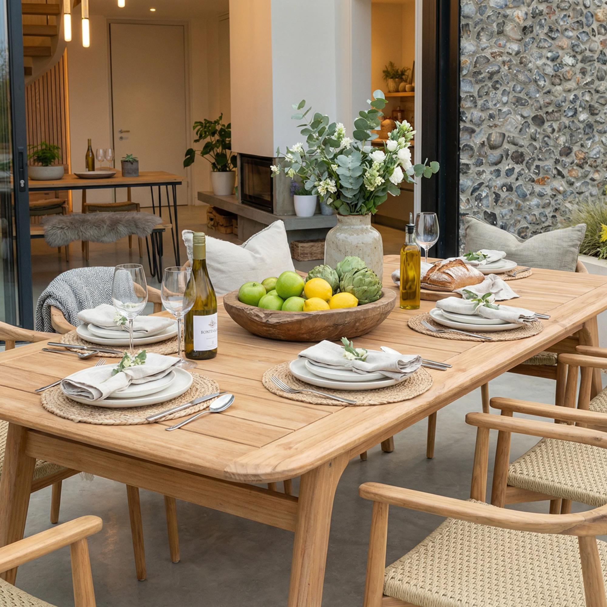 Dana Garden Dining Table - 8 Seater - 215cm - Teak Wood