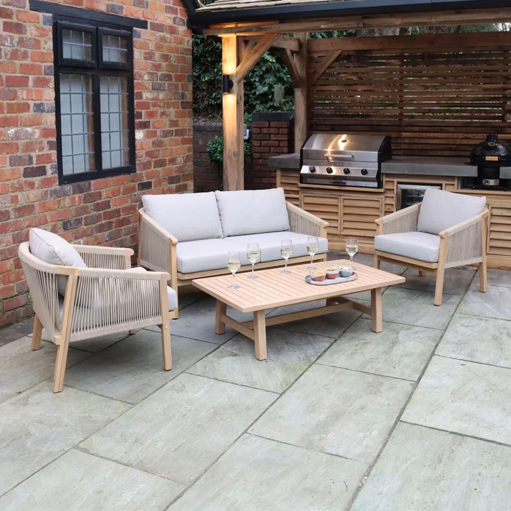 Roma Garden Lounge Set - 4 Seater - Double Sofa with Coffee Table