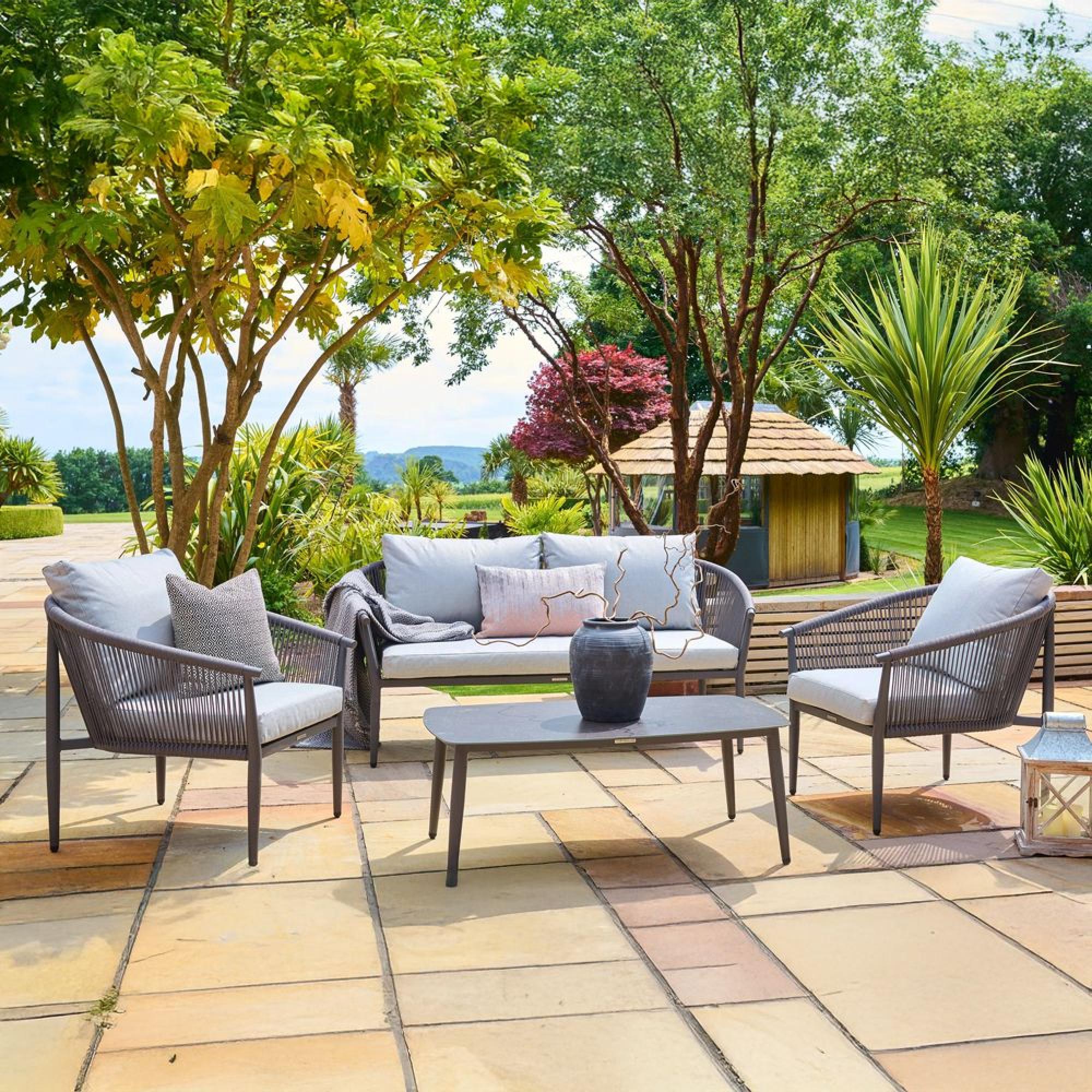 Kyoto Garden Lounge Set - 4 Seater - Ceramic - with Coffee Table