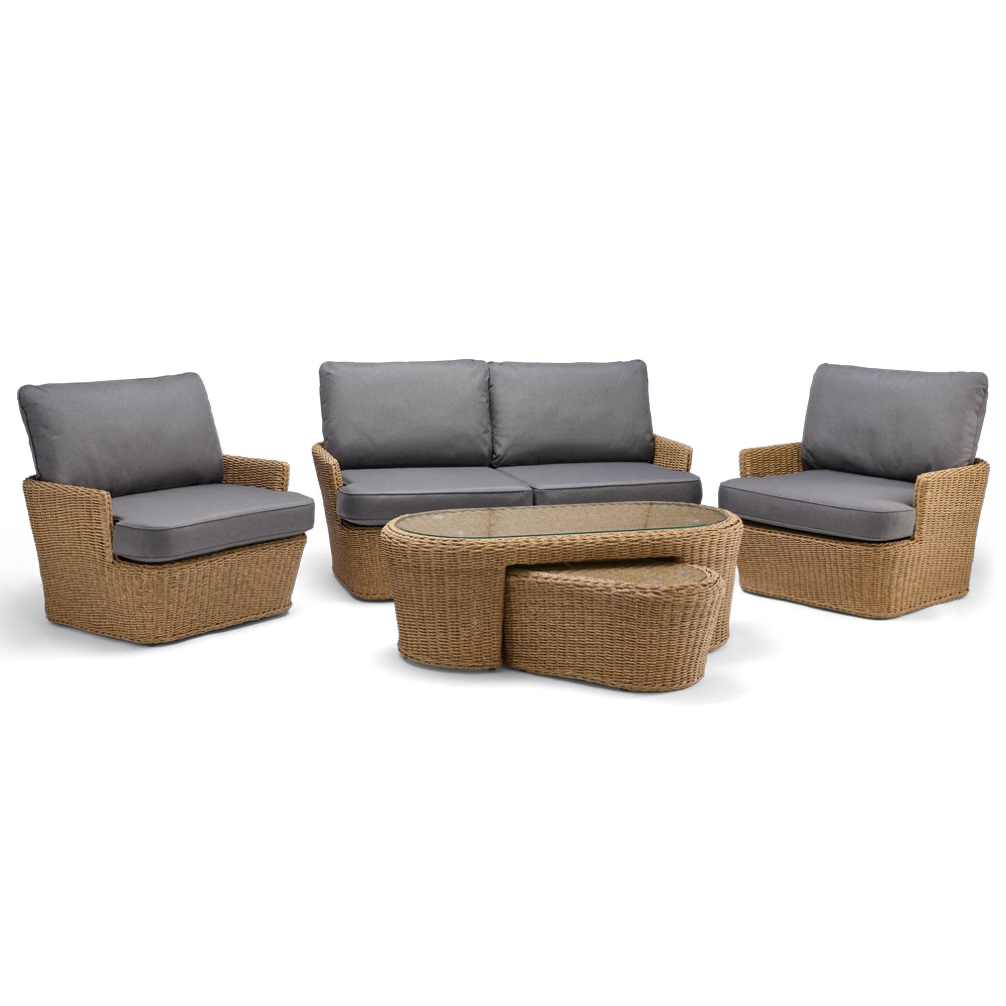 Palermo 2 Seater Lounge Set - with Nesting Coffee Table - Luxury Rattan