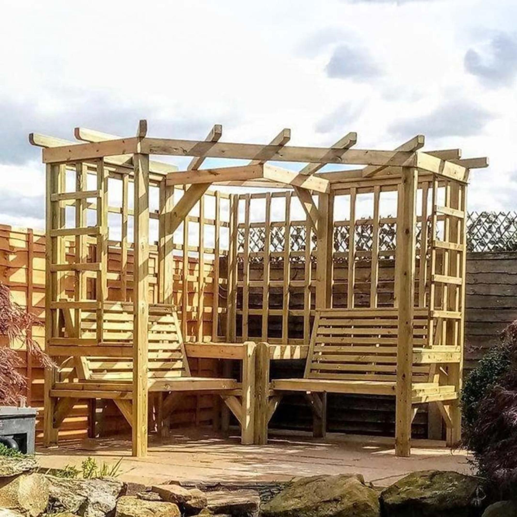 Churnet Valley Clementine Redwood 4 Seater Corner Garden Arbour