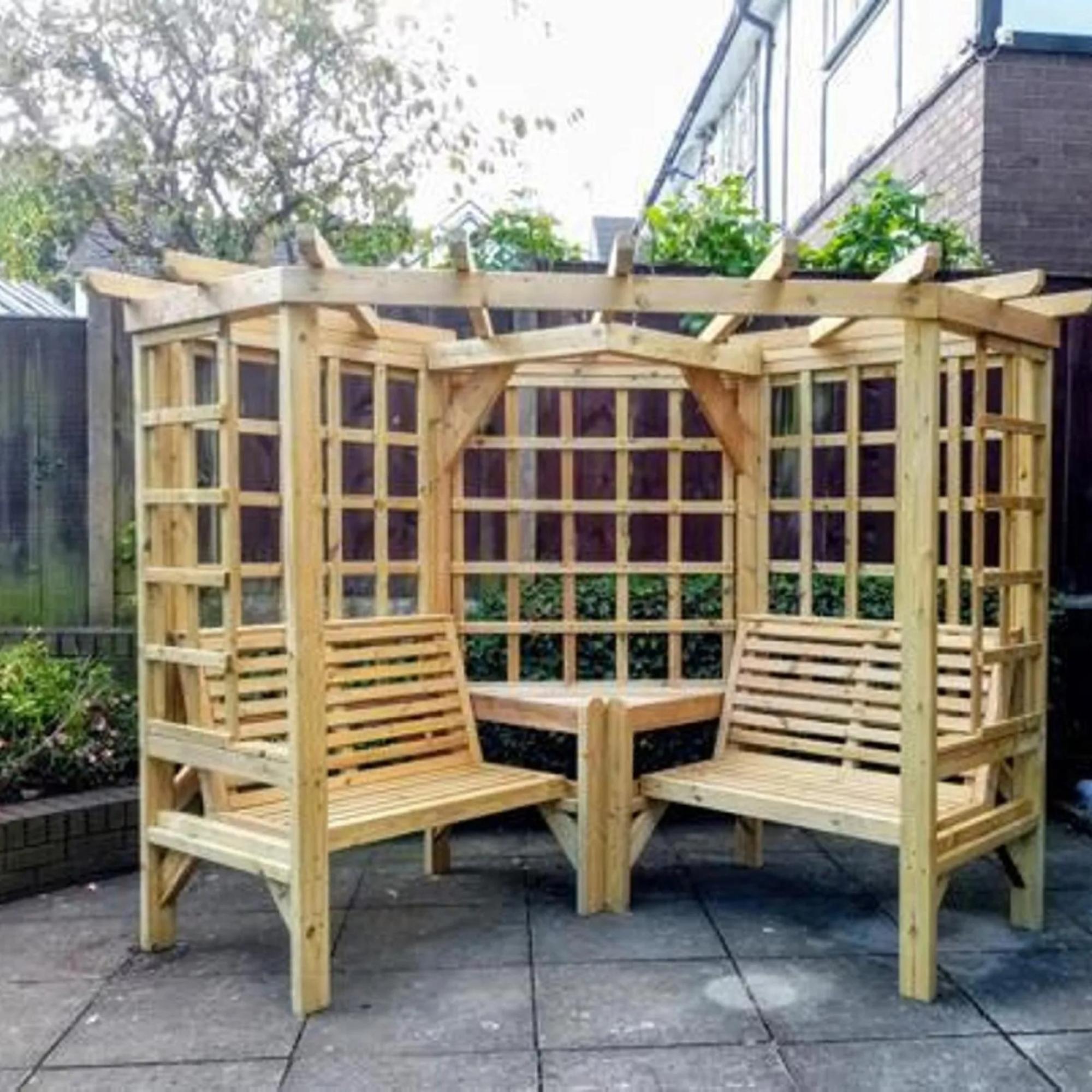 Churnet Valley Clementine Redwood 4 Seater Corner Garden Arbour