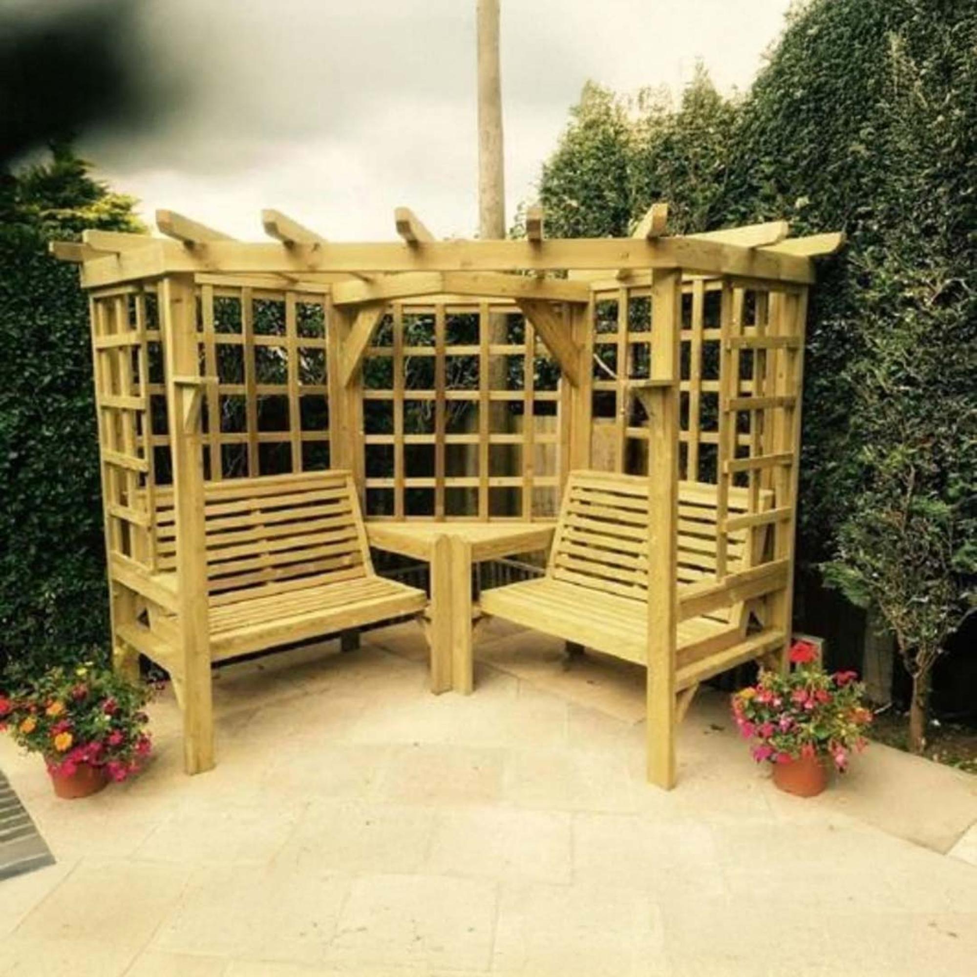 Churnet Valley Clementine Redwood 4 Seater Corner Garden Arbour