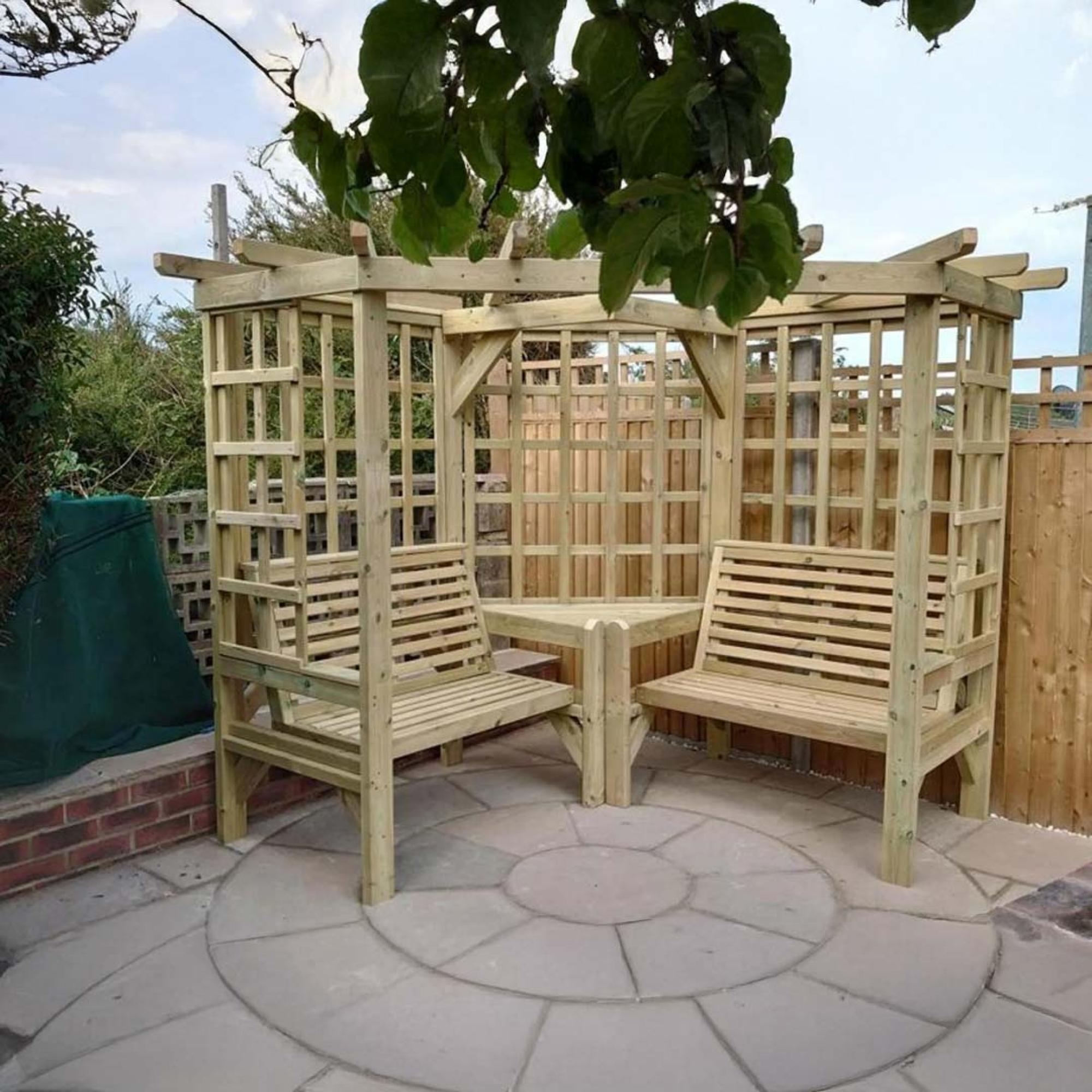 Churnet Valley Clementine Redwood 4 Seater Corner Garden Arbour