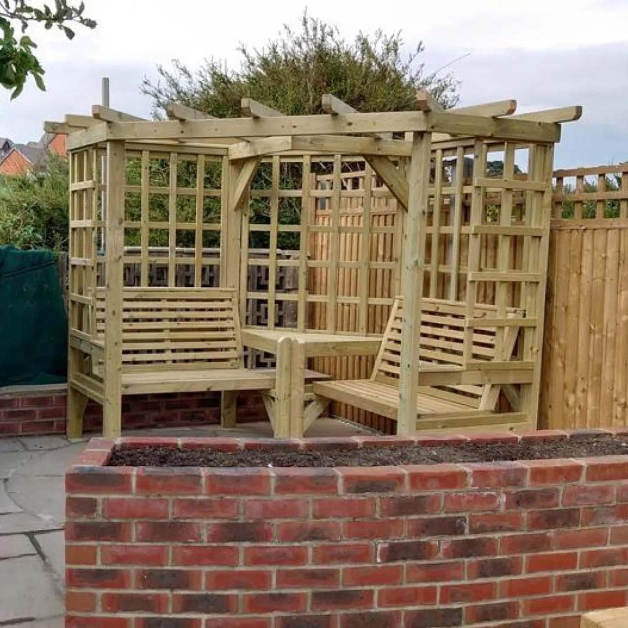 Churnet Valley Clementine Redwood 4 Seater Corner Garden Arbour