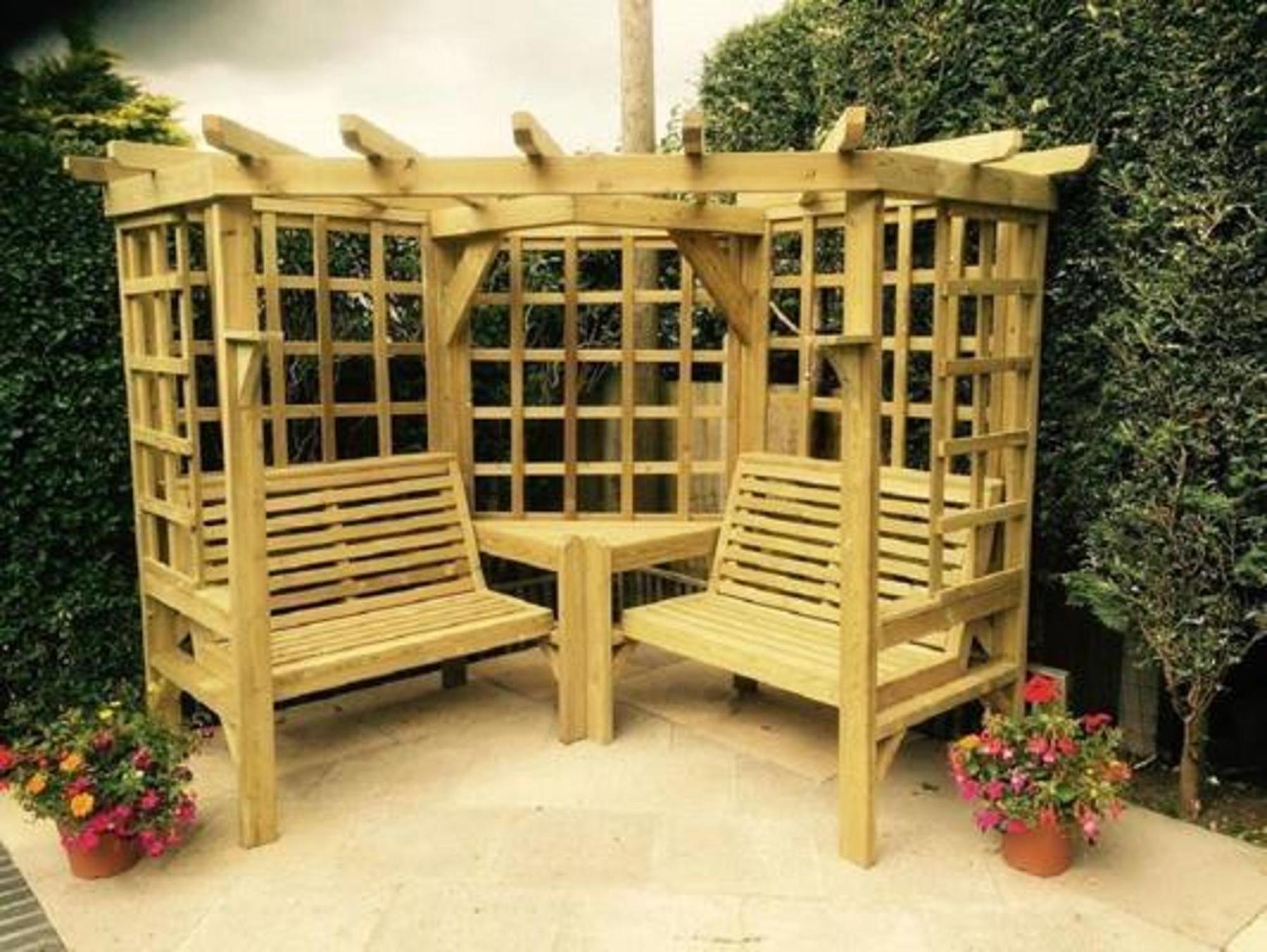 Churnet Valley Clementine Redwood 4 Seater Corner Garden Arbour