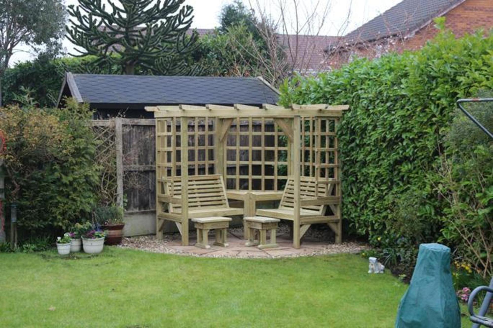 Churnet Valley Clementine Redwood 4 Seater Corner Garden Arbour