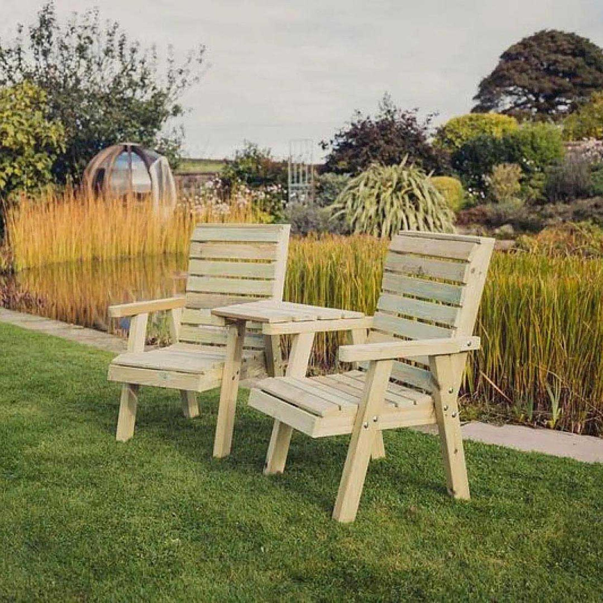 Churnet Valley Clover Redwood Angled Garden Love Seats