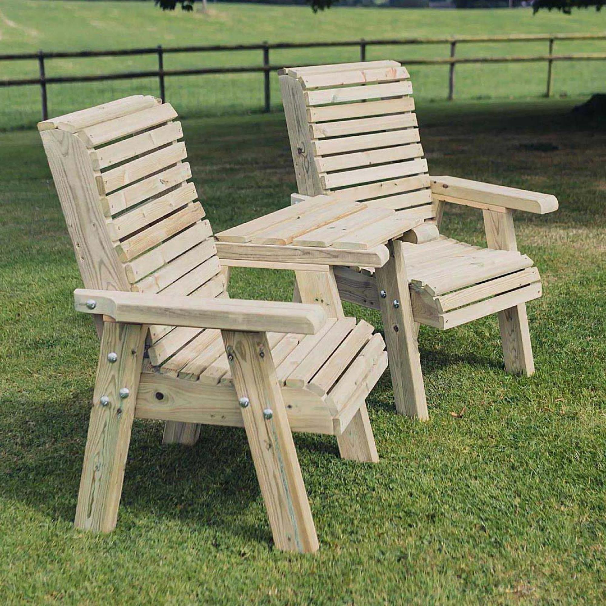 Churnet Valley Ergonomic Redwood Angled Garden Love Seats