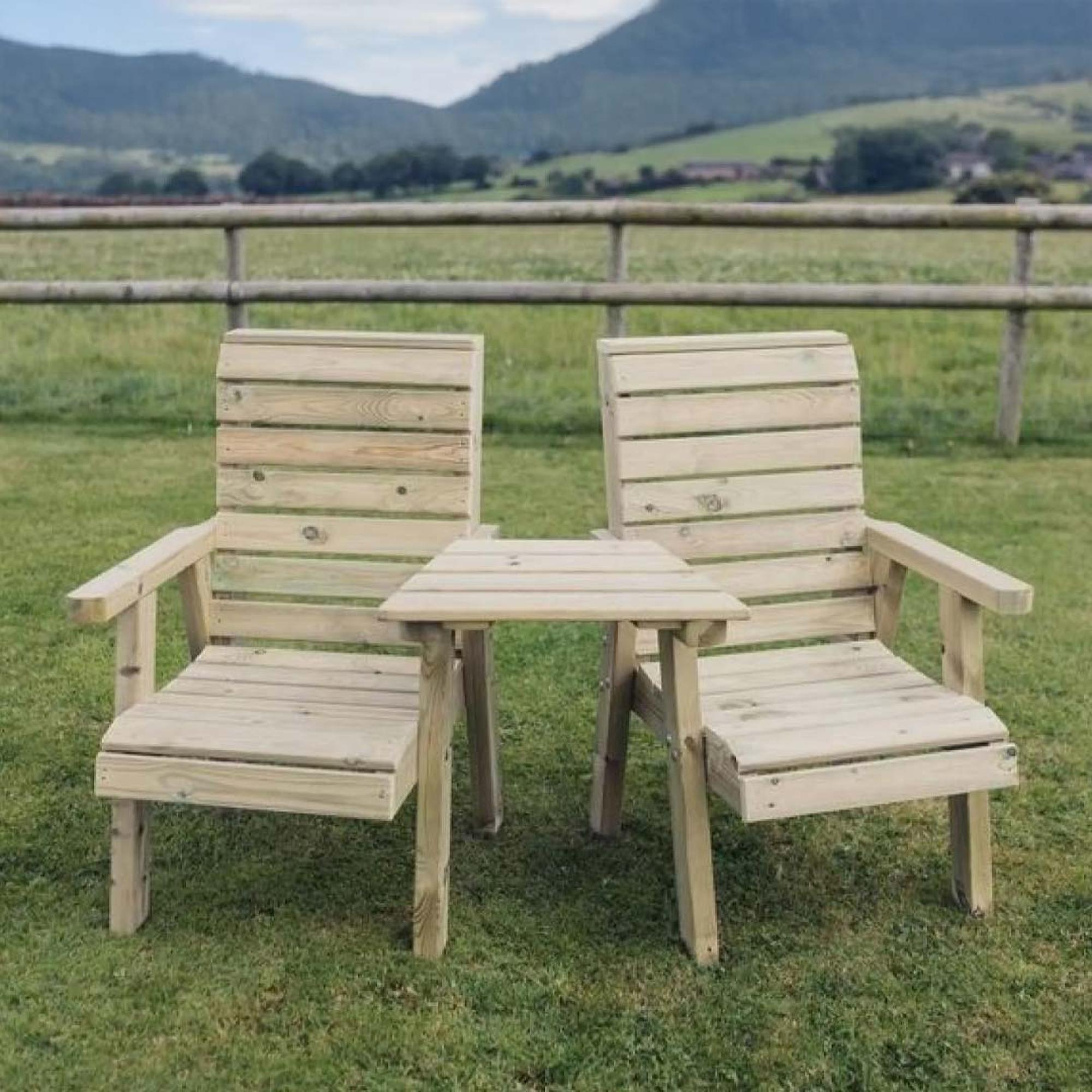 Churnet Valley Clover Redwood Angled Garden Love Seats