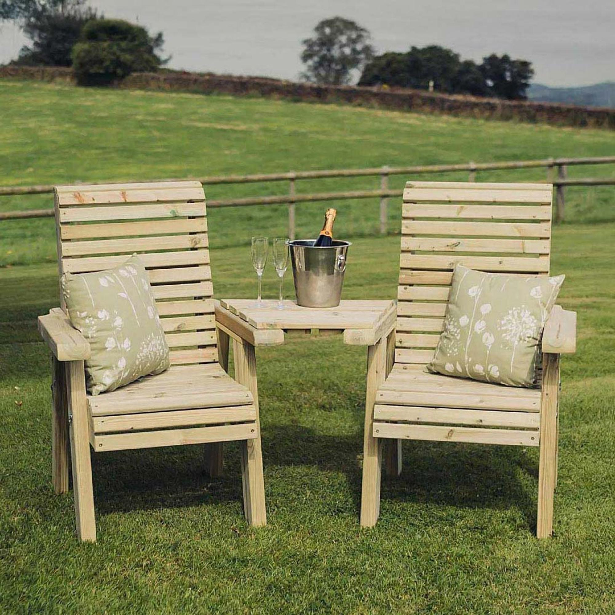 Churnet Valley Ergonomic Redwood Angled Garden Love Seats