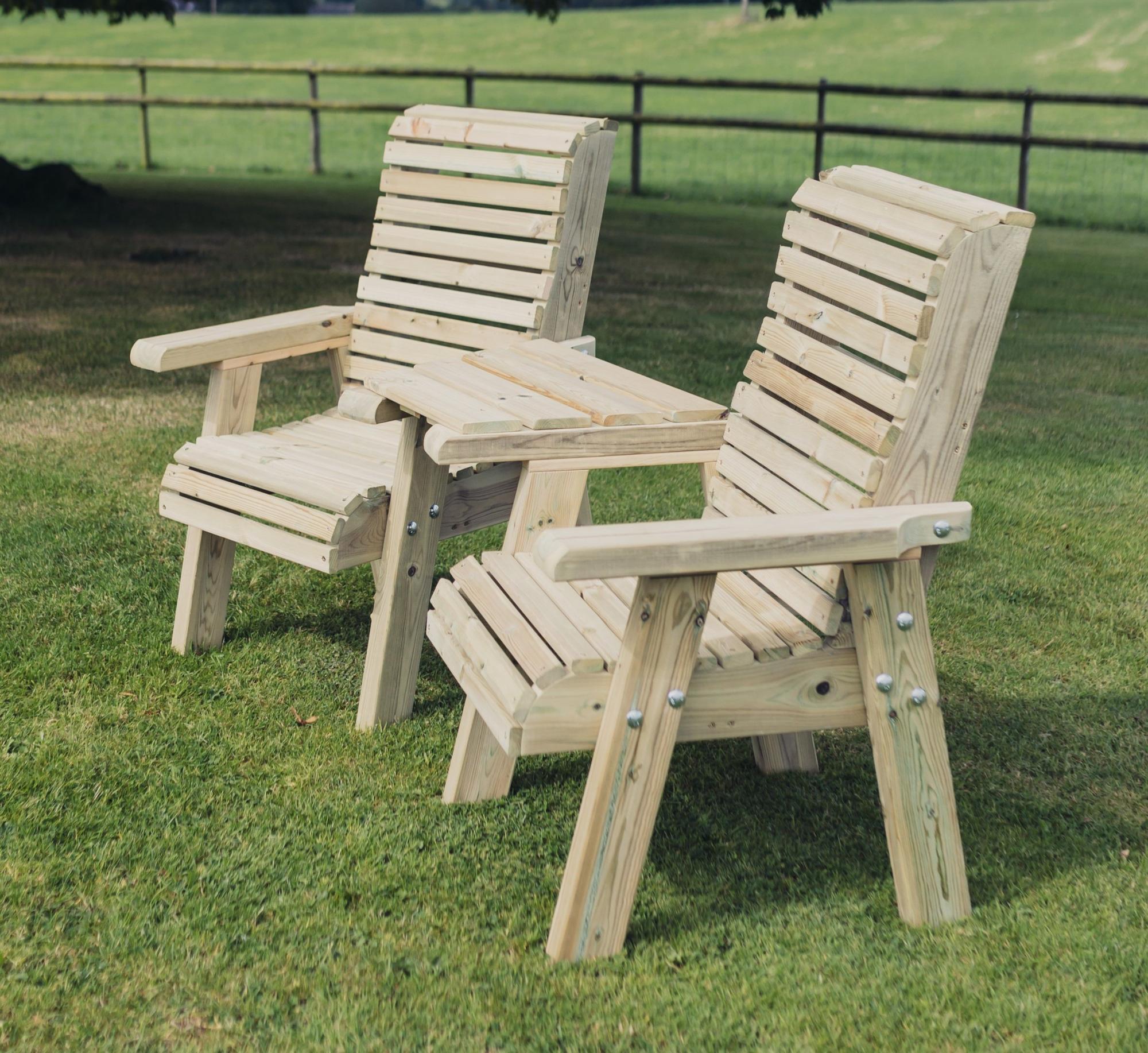 Churnet Valley Ergonomic Redwood Angled Garden Love Seats