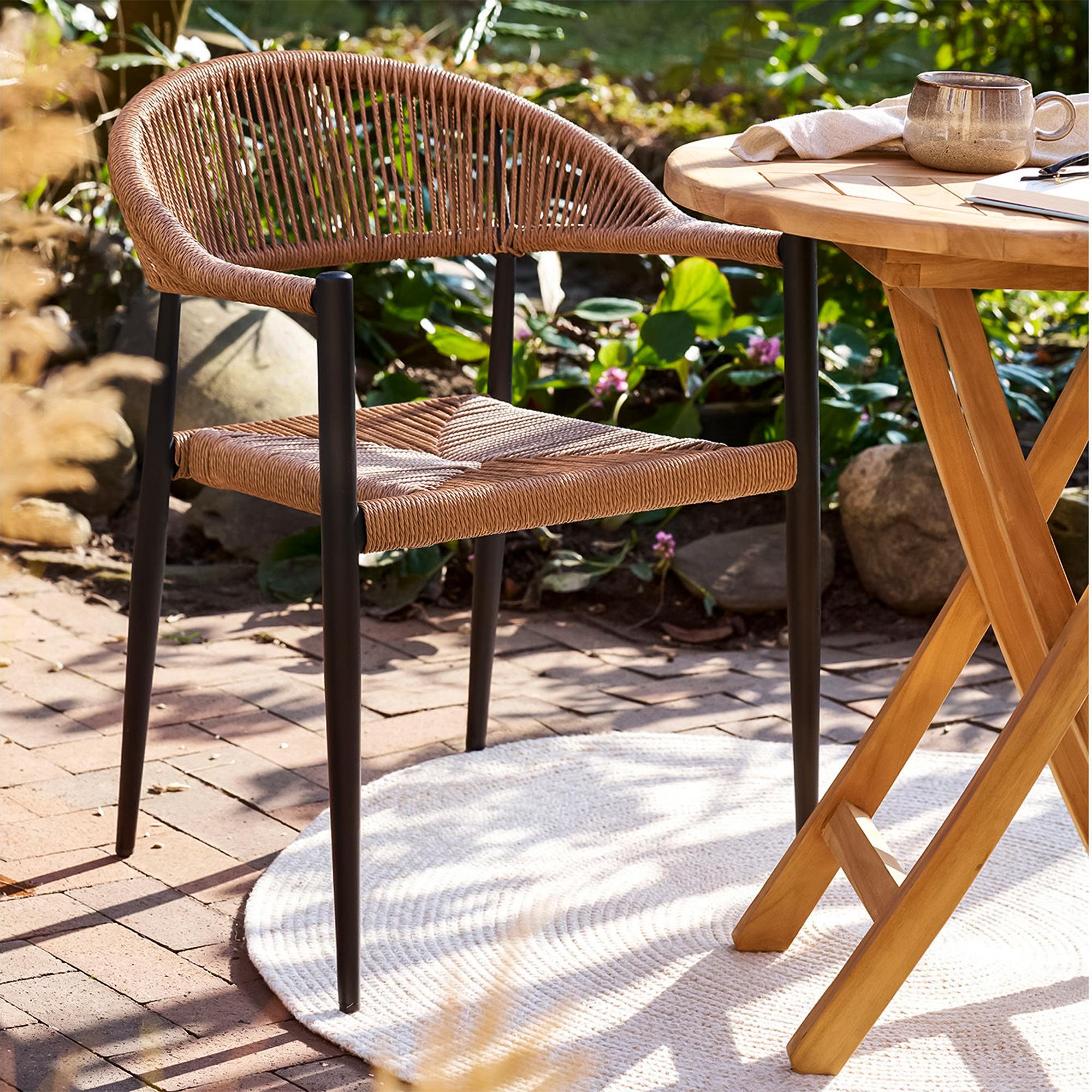 2 x Canari Rattan Curved Dining Armchair