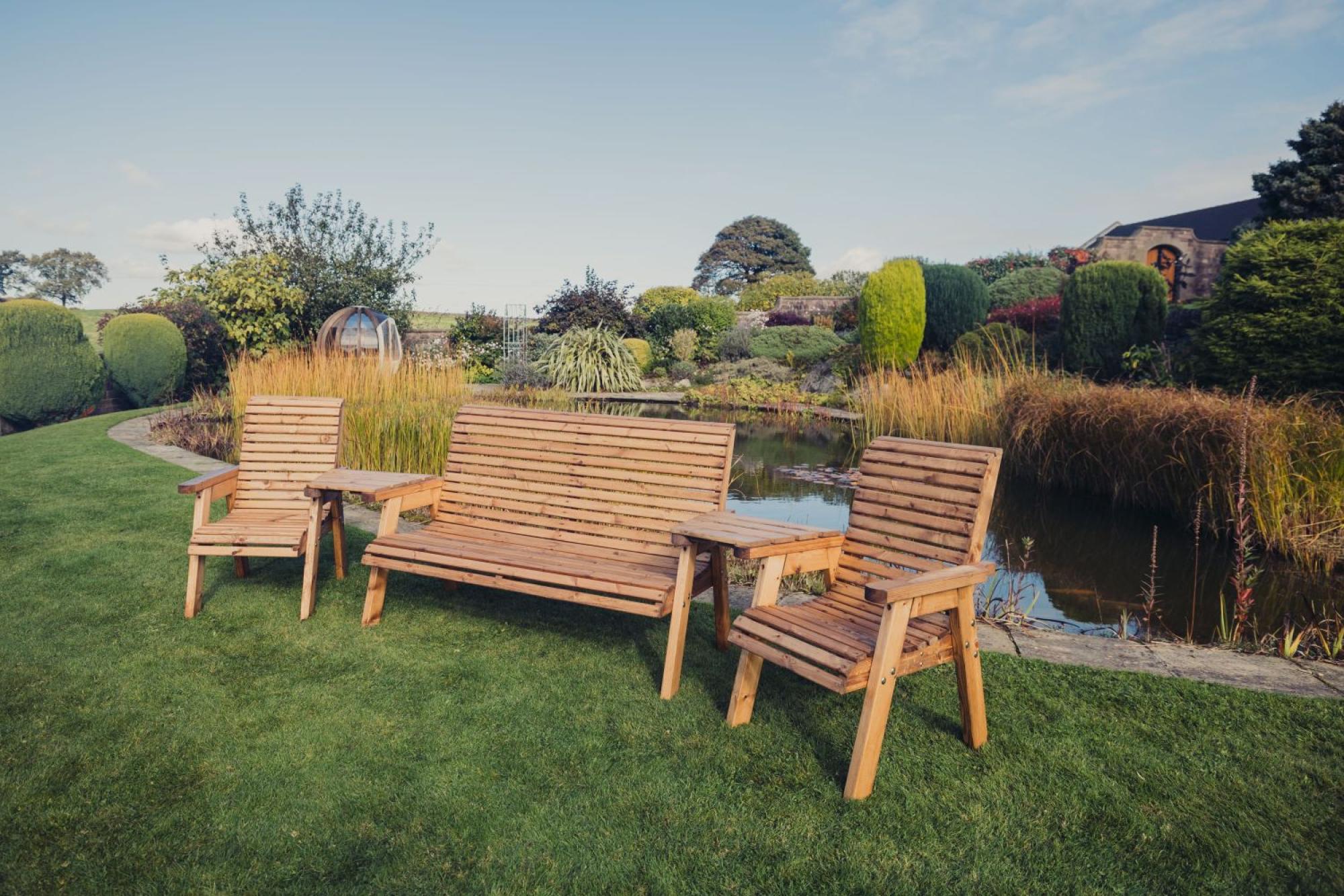 Churnet Valley Redwood Garden Bench and Chairs Garden Set