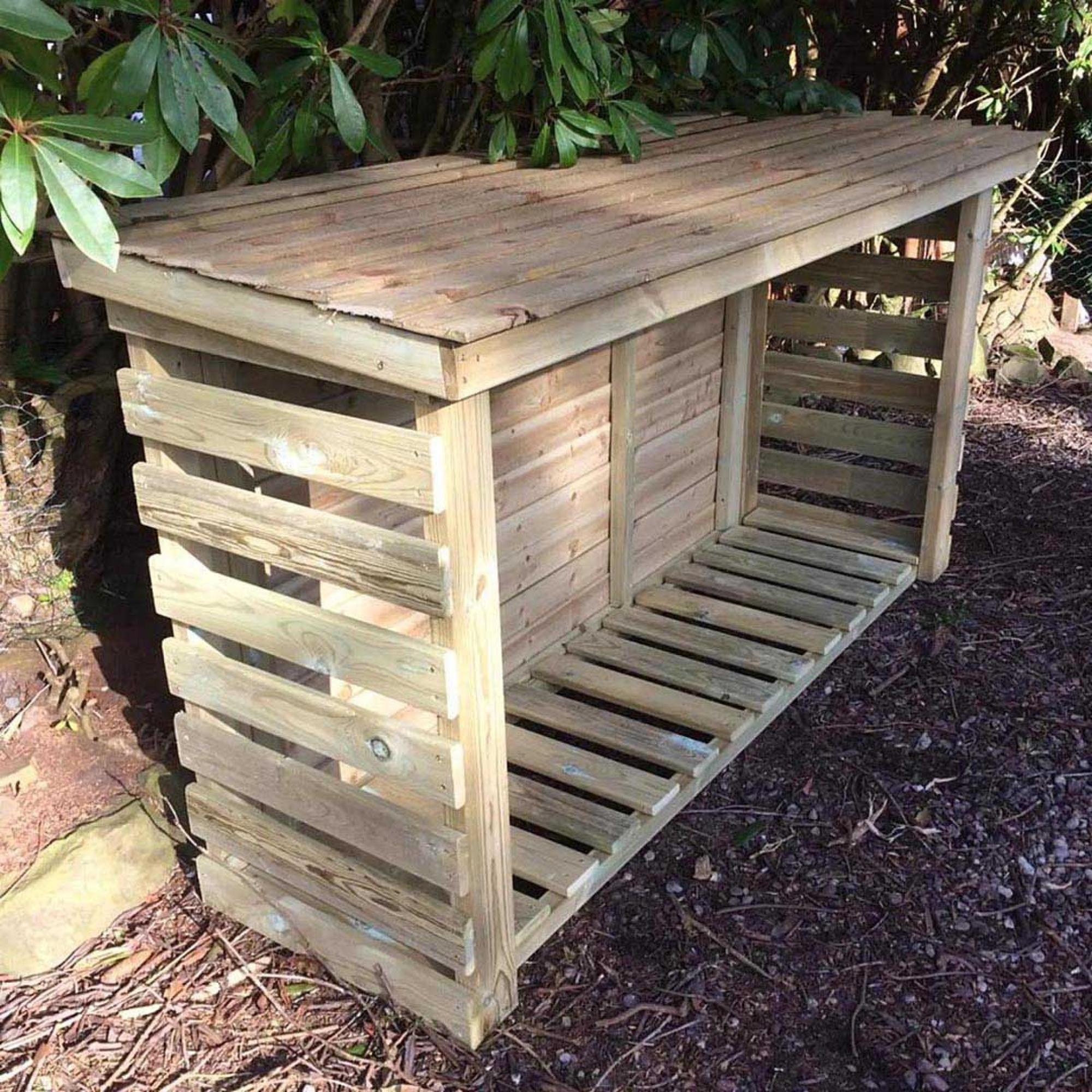 Churnet Valley Heavy Duty Redwood Slatted Garden Log Store 4x6