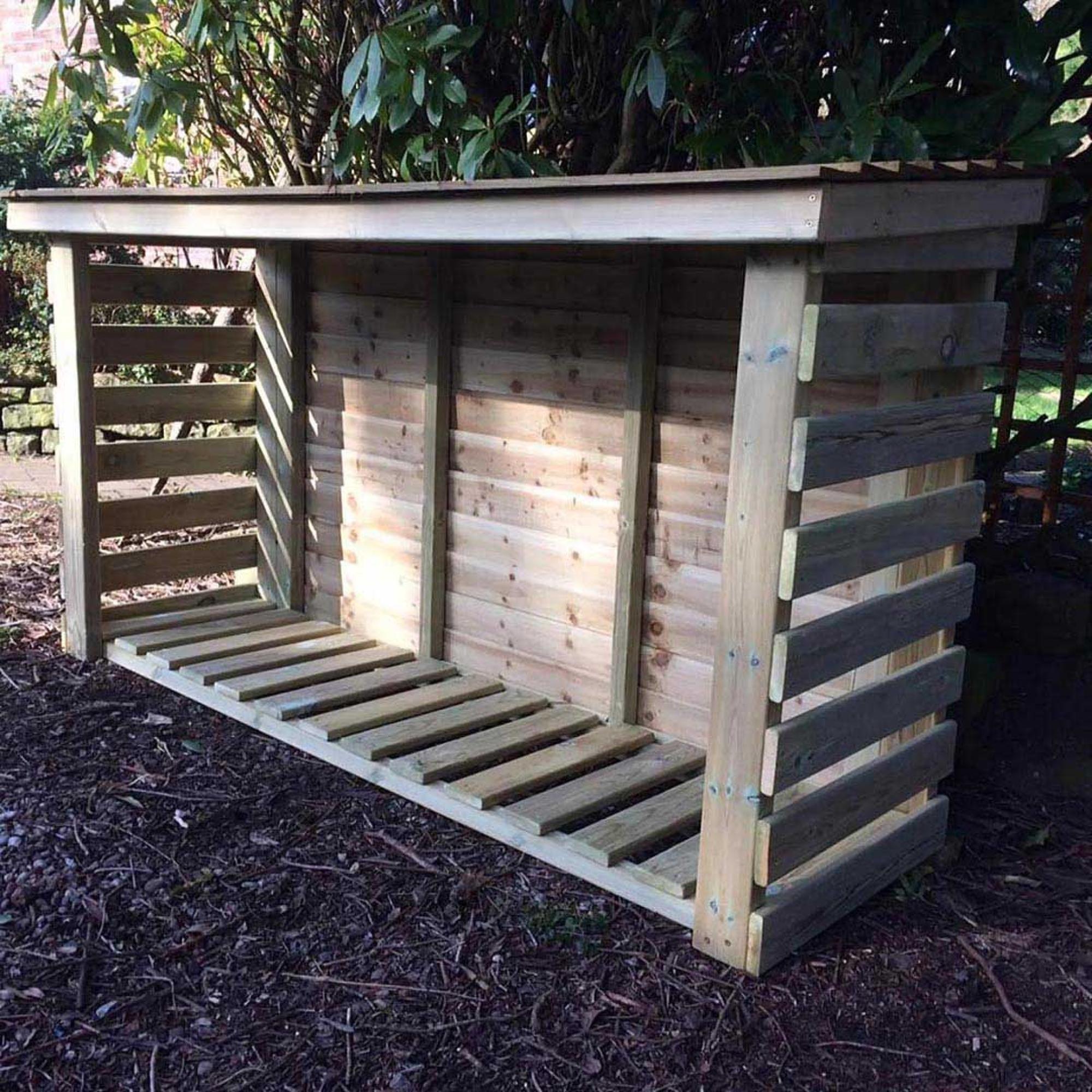 Churnet Valley Heavy Duty Redwood Slatted Garden Log Store 4x6