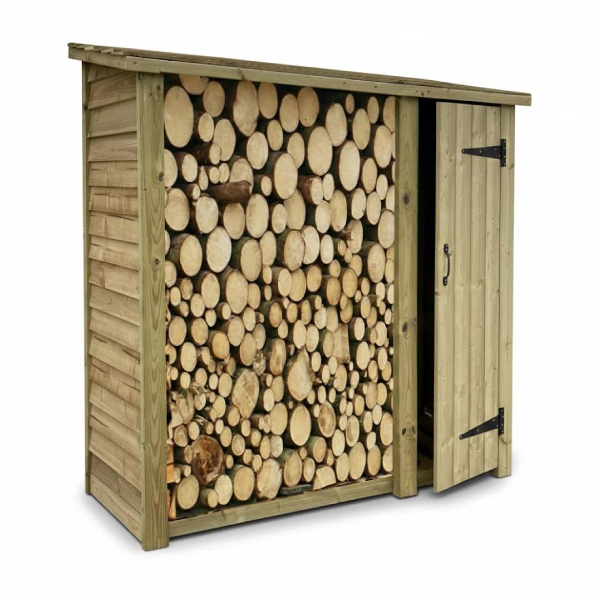 Churnet Valley Redwood Garden Log Store with Tool Store