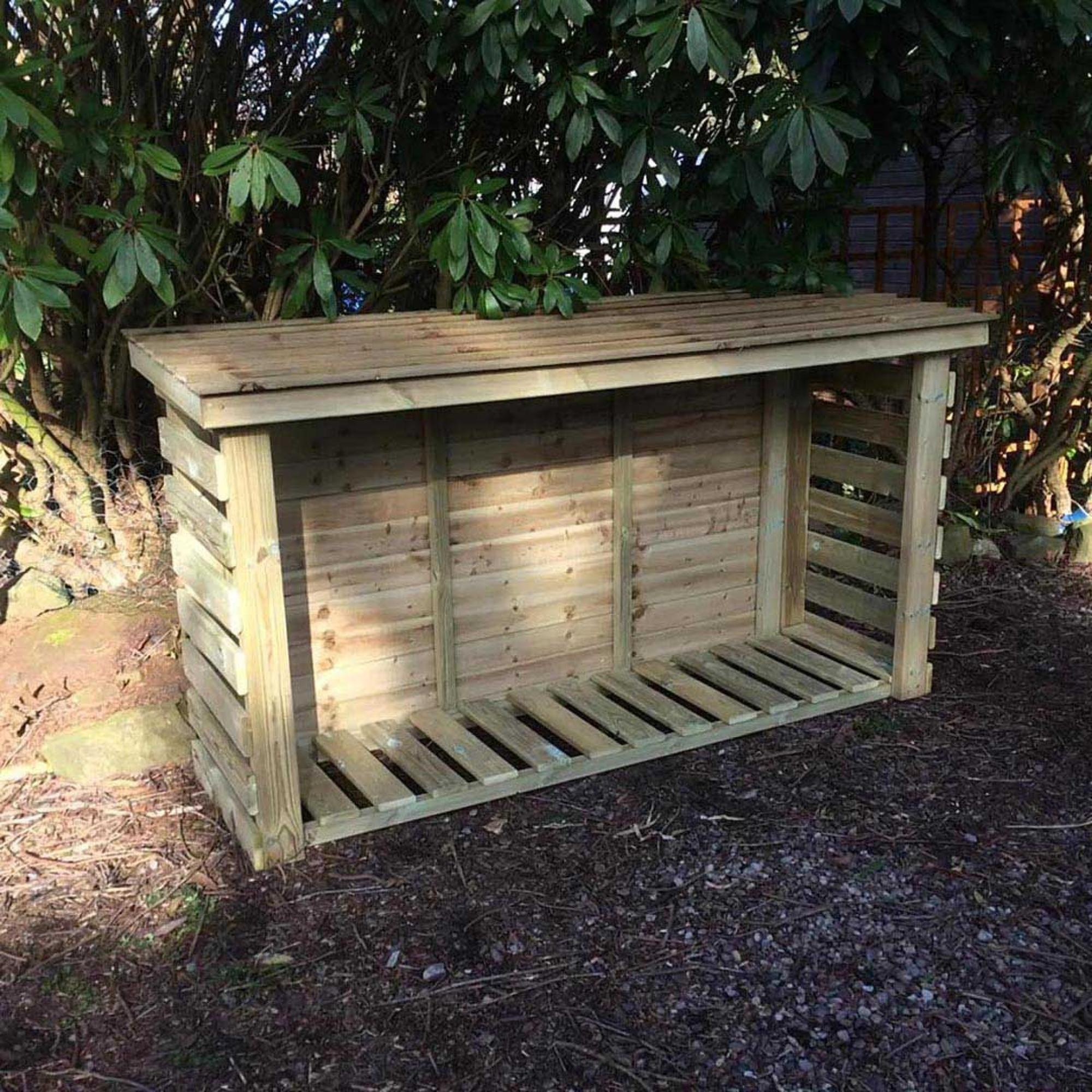 Churnet Valley Redwood Slatted Garden Log Store 4x5