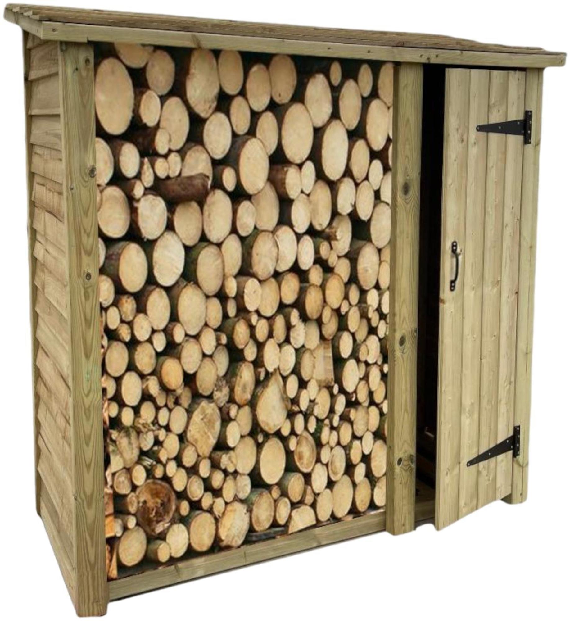 Churnet Valley Redwood Garden Log Store with Tool Store