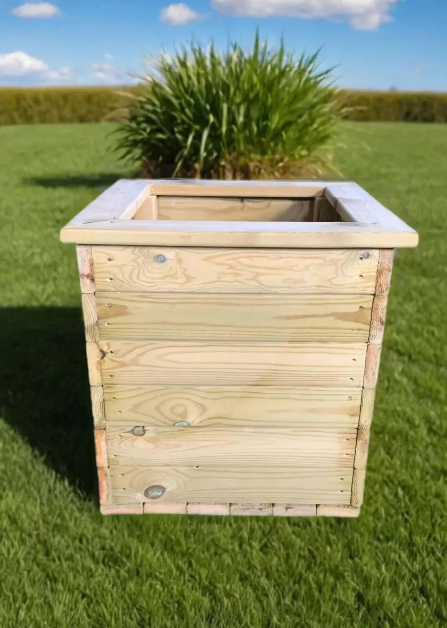 Deluxe Timber Wood Square Garden Planter