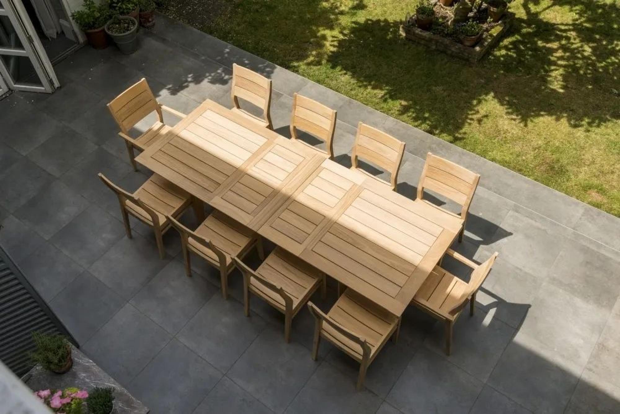 Roble Wood Stacking Garden Dining Armchair - Set of 2