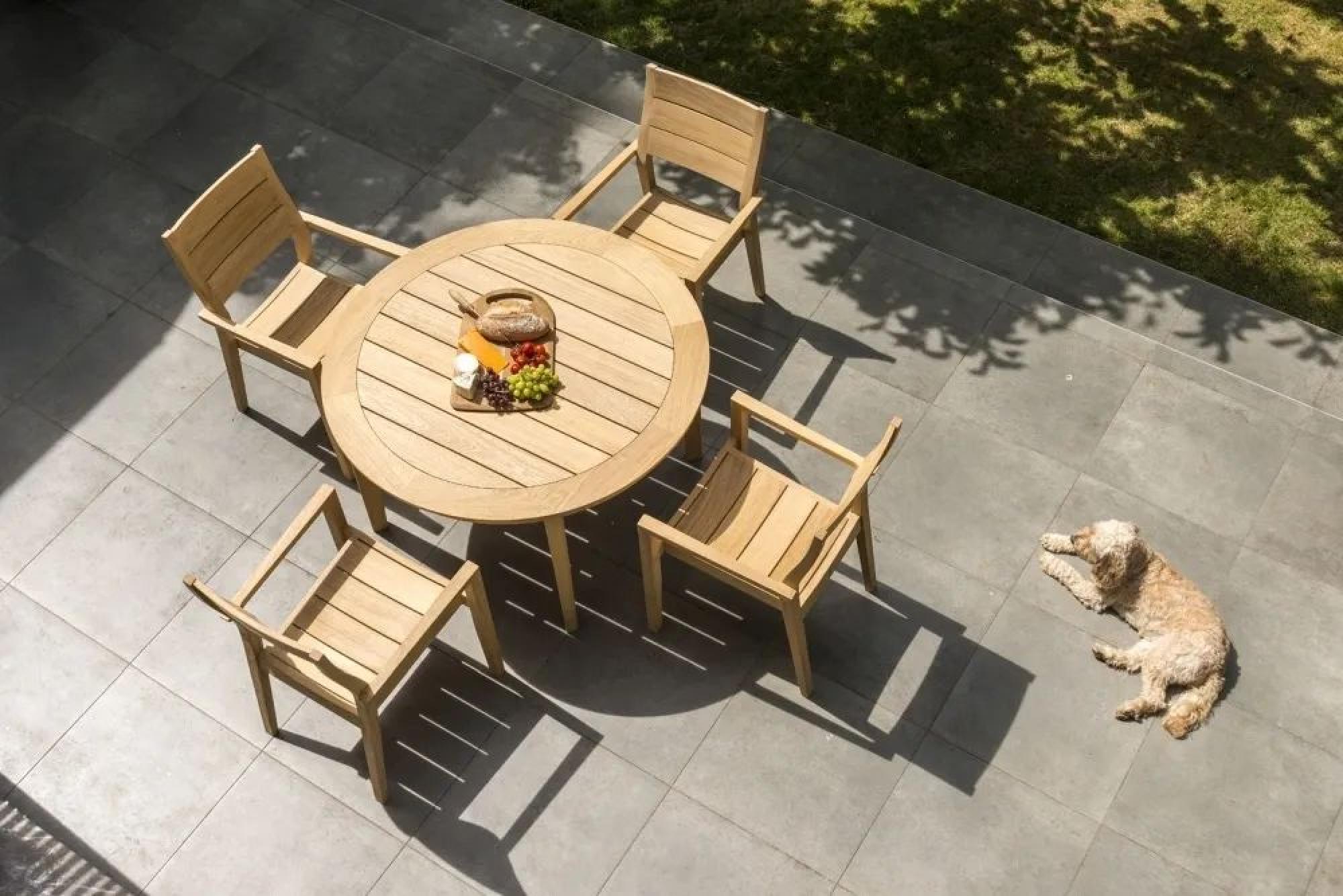 Roble Wood Stacking Garden Dining Armchair - Set of 2