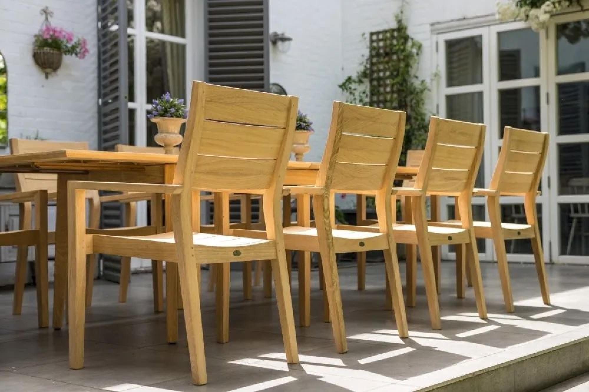 Roble Wood Stacking Garden Dining Armchair - Set of 2