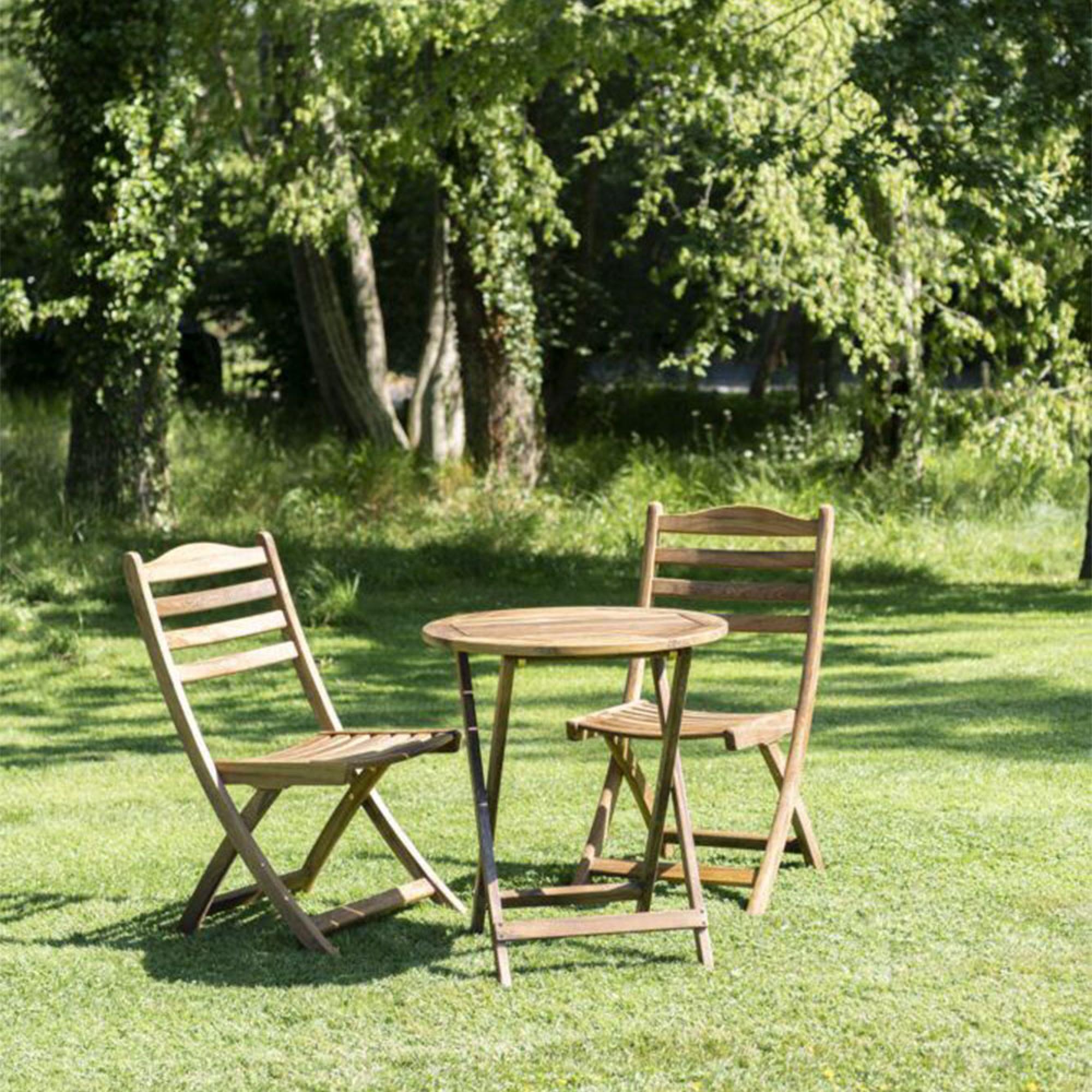 Albany 2 Seater Folding Round Tea Set - Garden - Acacia Wood