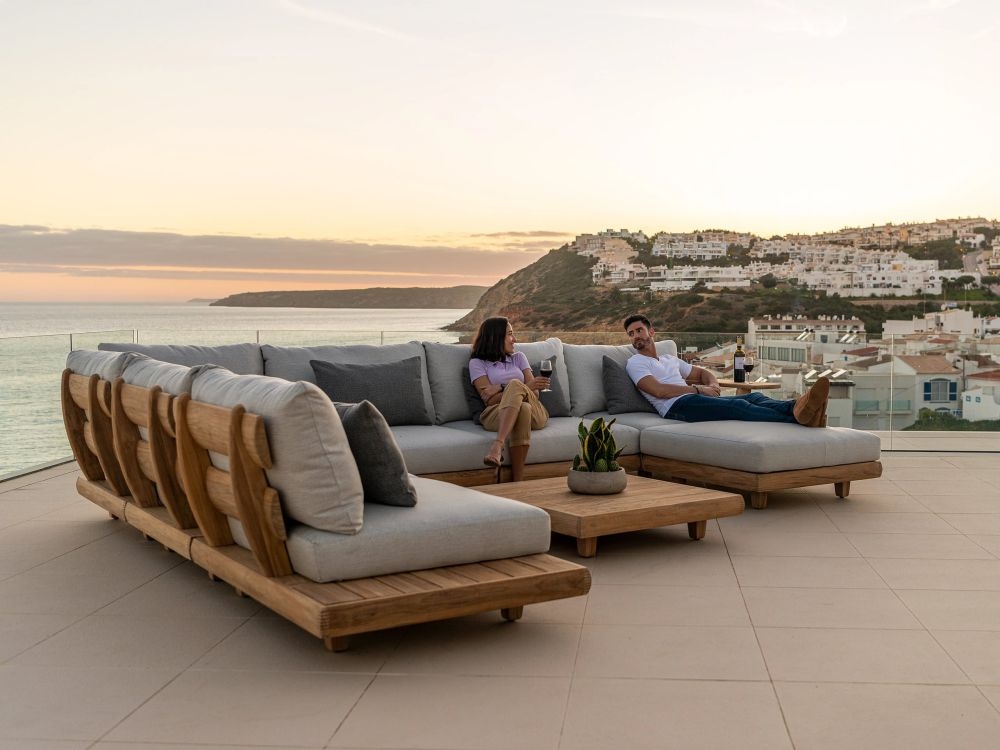 Sorrento Garden Ottoman Footstool - Teak Wood