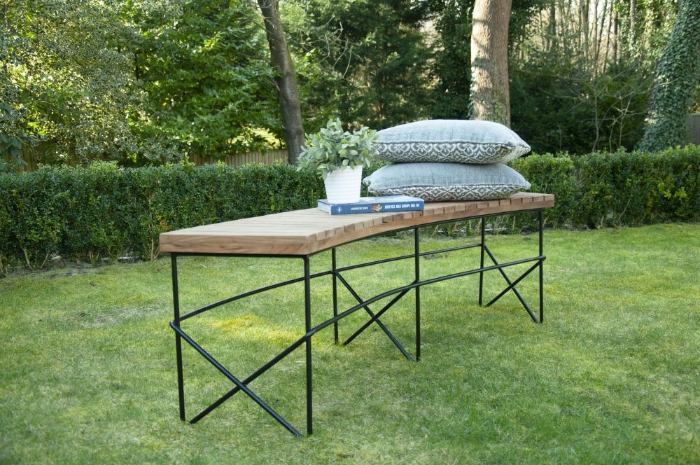 Belfort Teak Wood Curved Bench