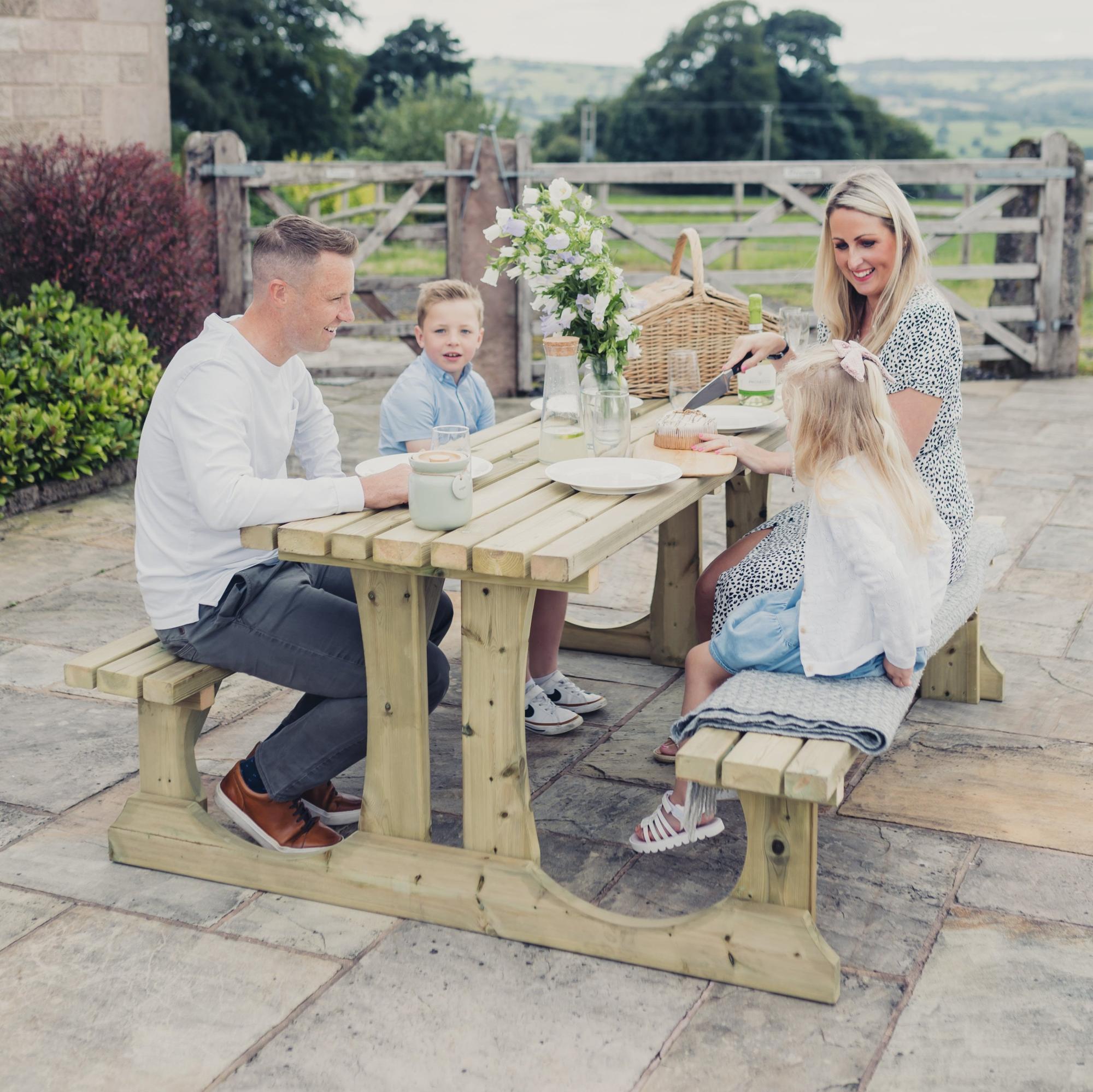 Churnet Valley Lunar Redwood Garden Picnic Table - 180cm