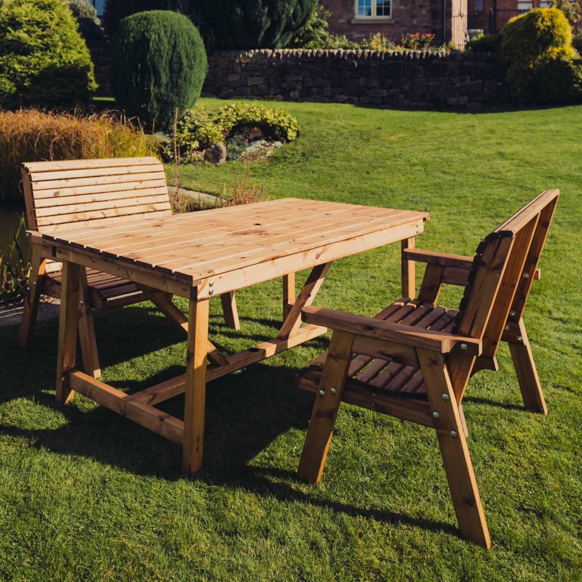 Churnet Valley Redwood 4 Seater Garden Dining Set with 2 Benches