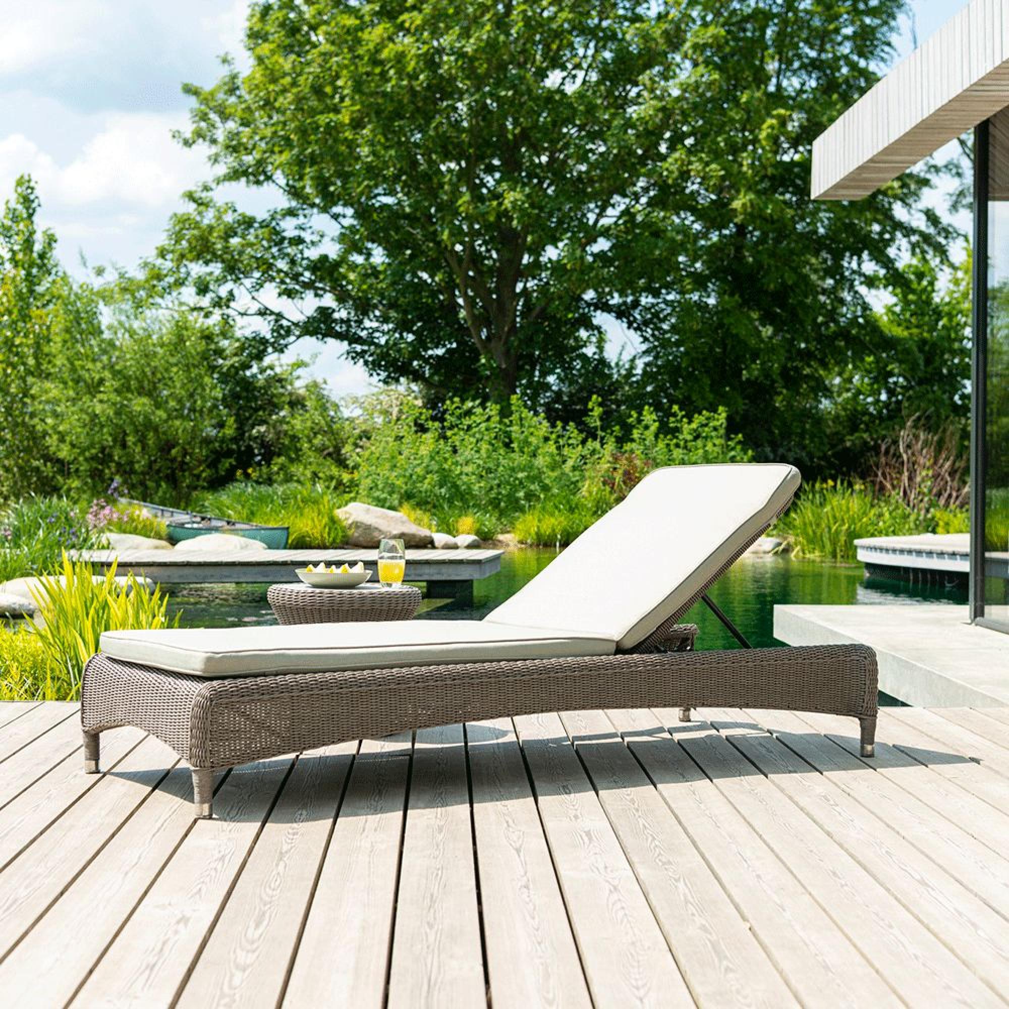 Hazelmere Stacking Sunbed - Fixed - Garden - Grey Weave