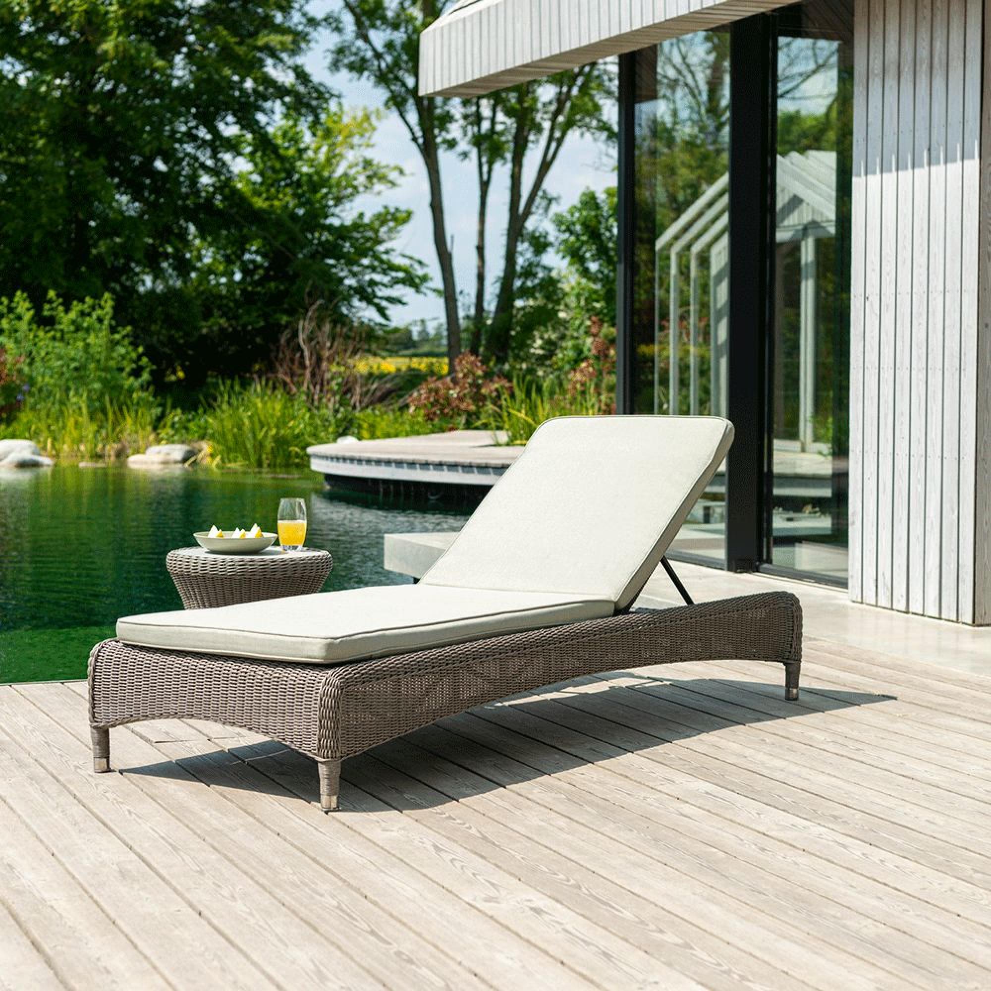 Hazelmere Stacking Sunbed - Fixed - Garden - Grey Weave