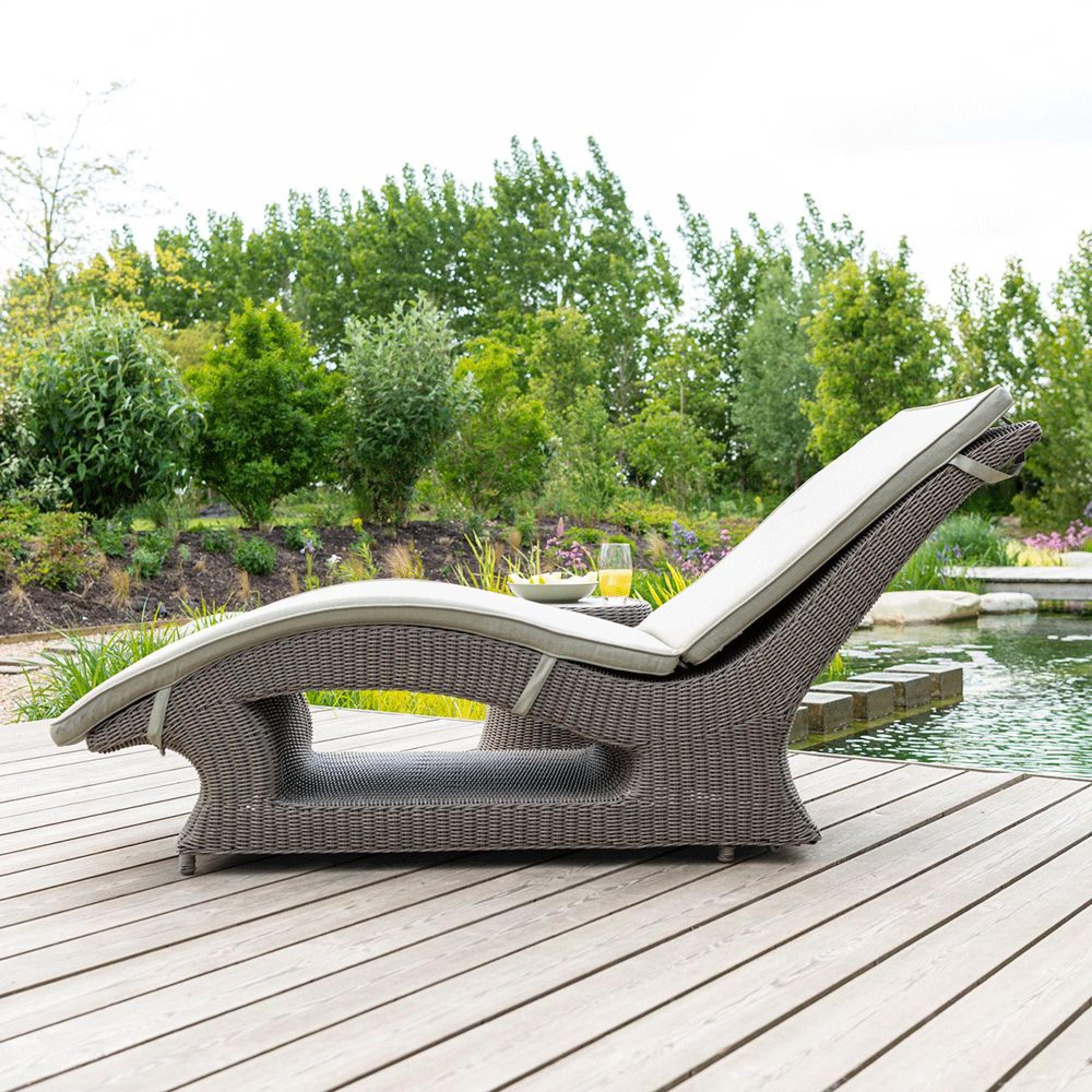 Hazelmere Fixed Sunbed - Garden - Grey Weave