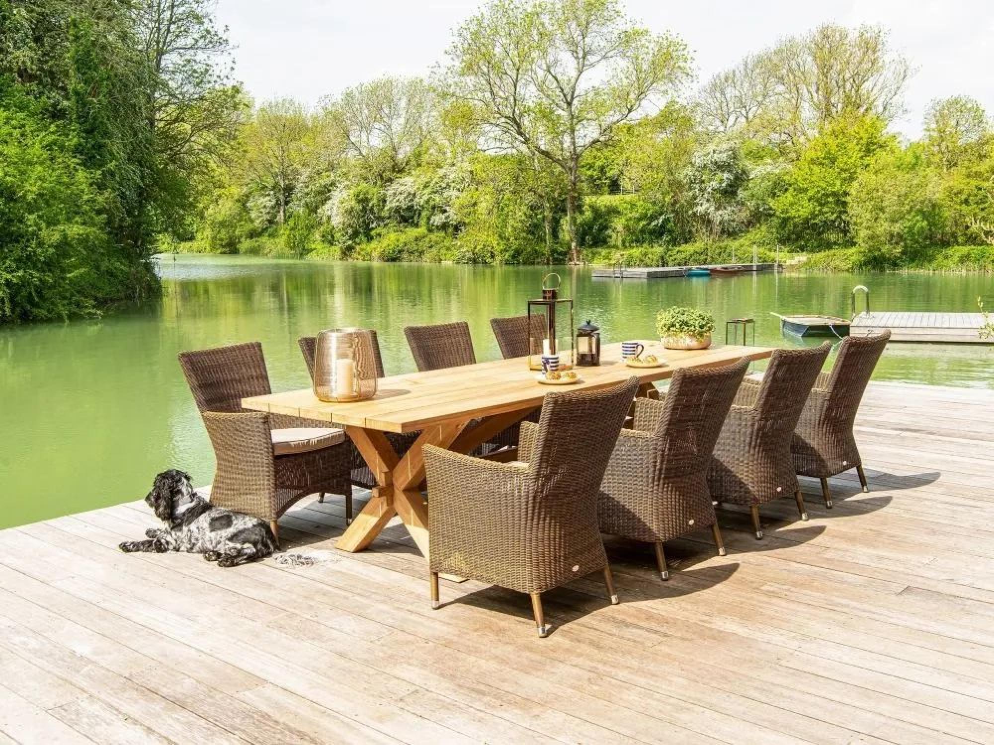 Plank Dining Table - 12 Seater - 300cm - Garden - Teak Wood