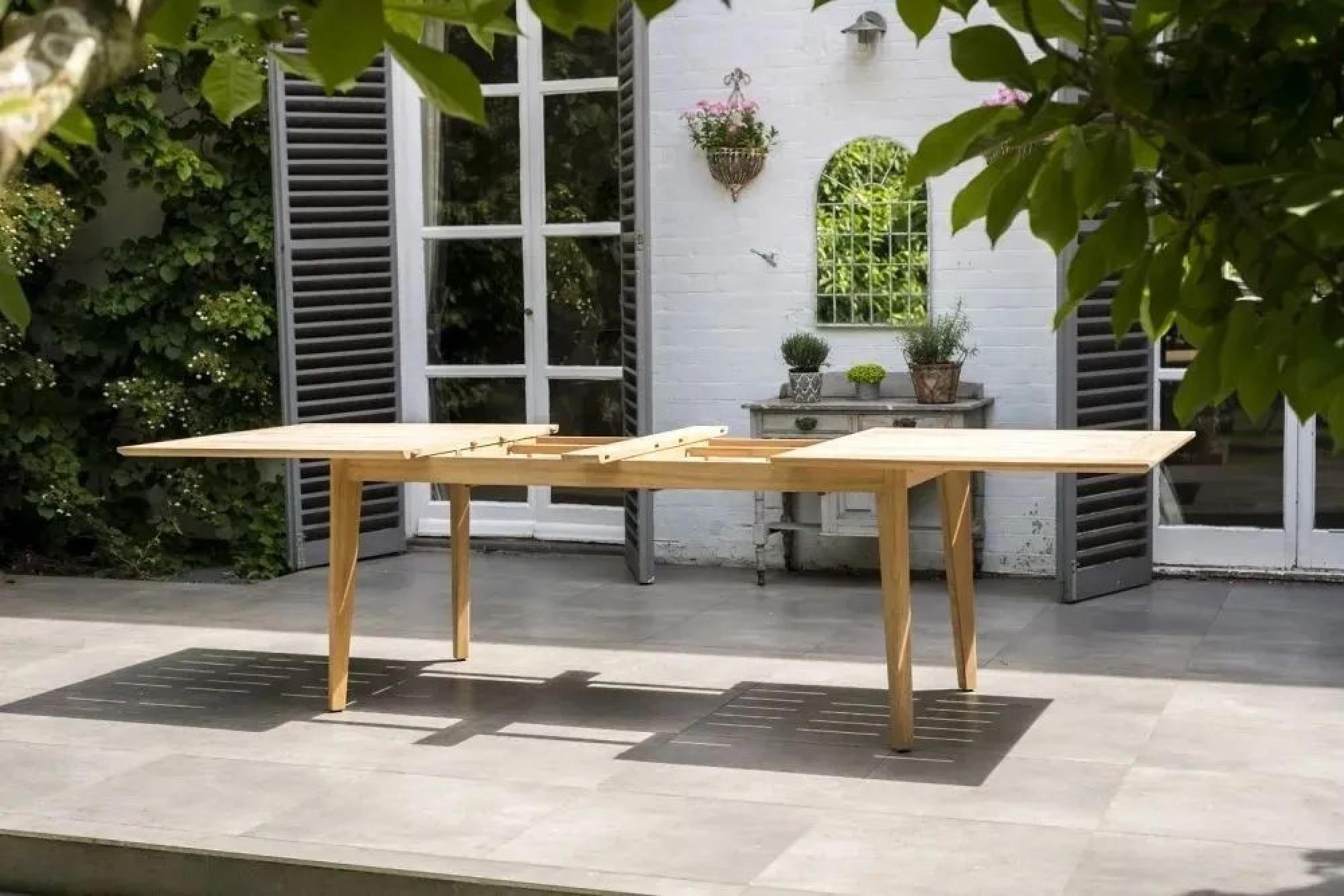 Roble Wood Garden Extending Dining Table - 10 Seater - 200cm-288cm