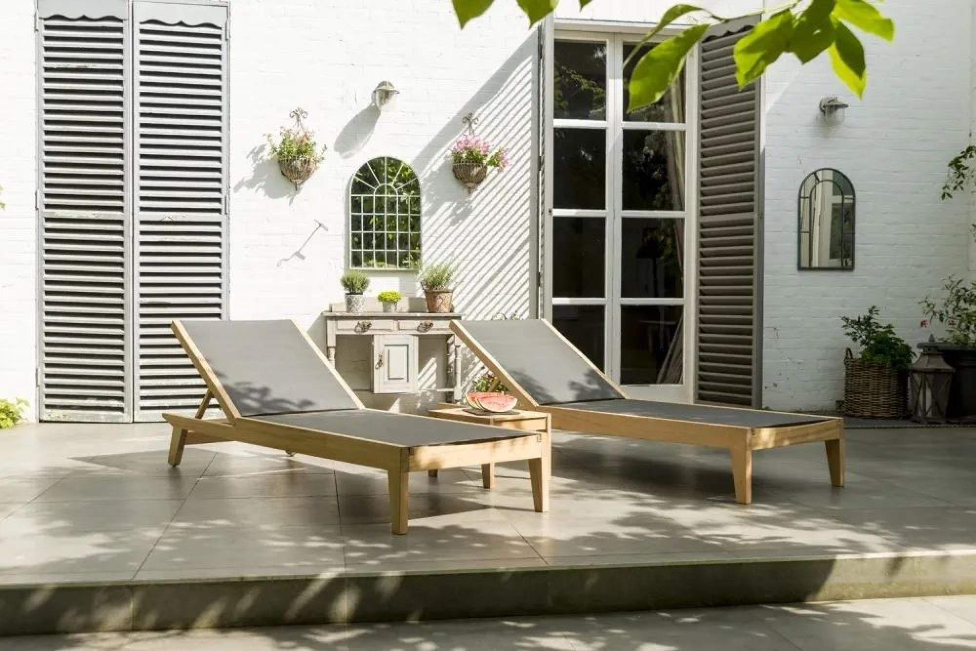 Roble Wood Garden Sunbed Side Table