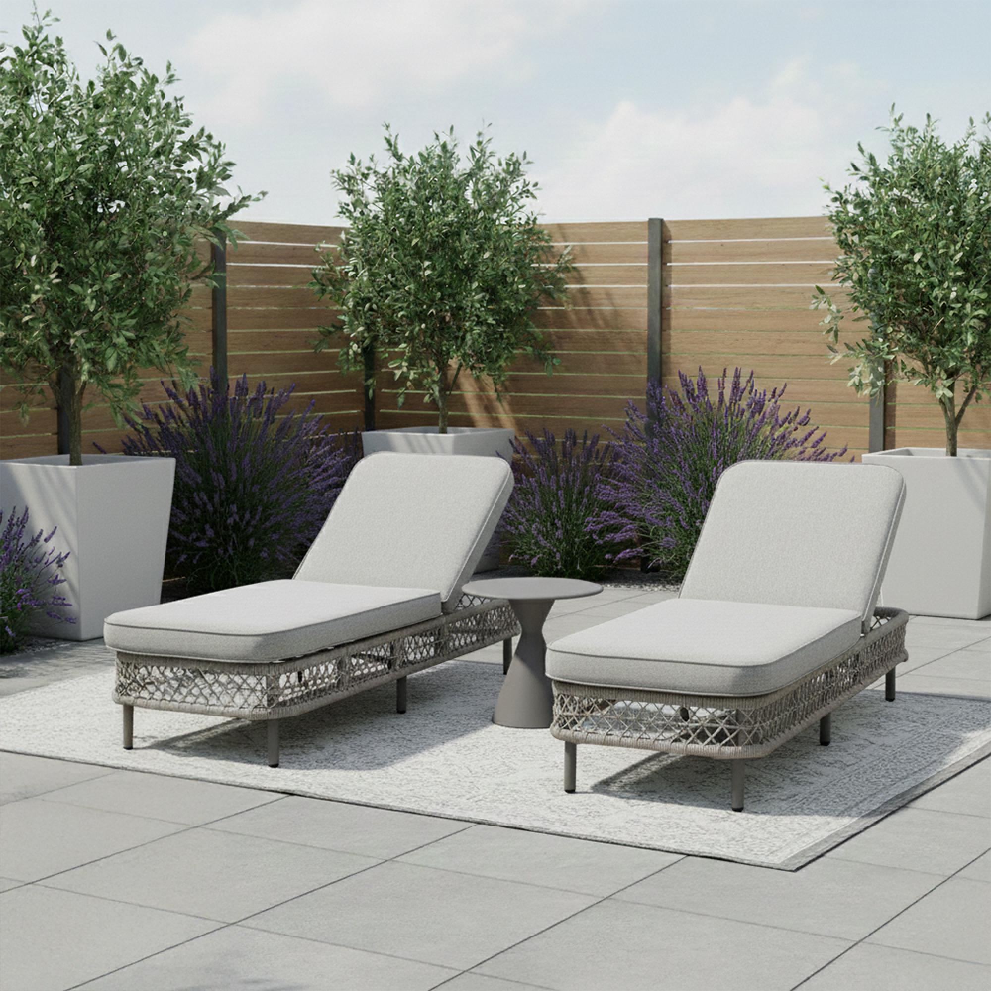 Monaco Garden Sun Lounger Set - Cool Linen