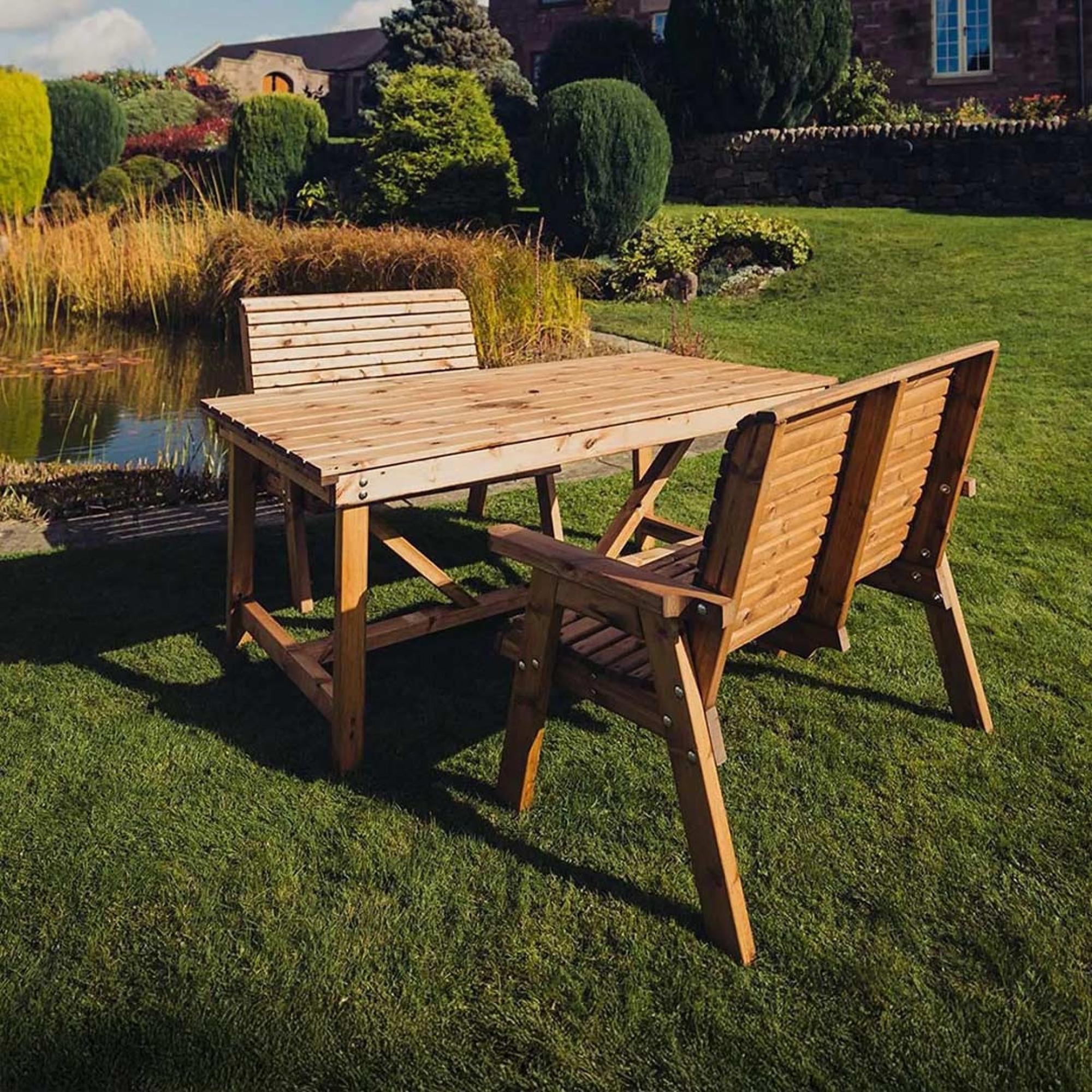 Churnet Valley Redwood 4 Seater Garden Dining Set with 2 Benches