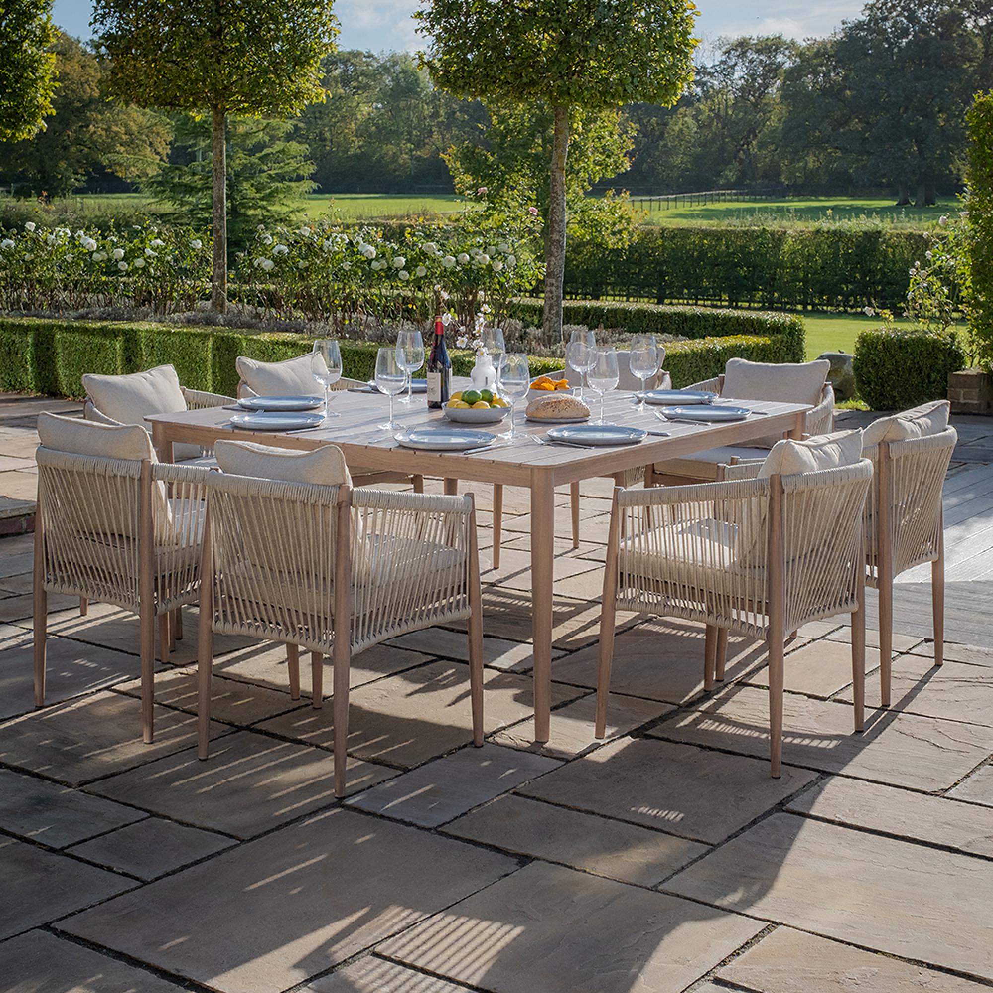 Havana Square Garden Dining Set - 8 Seater - Natural Linen