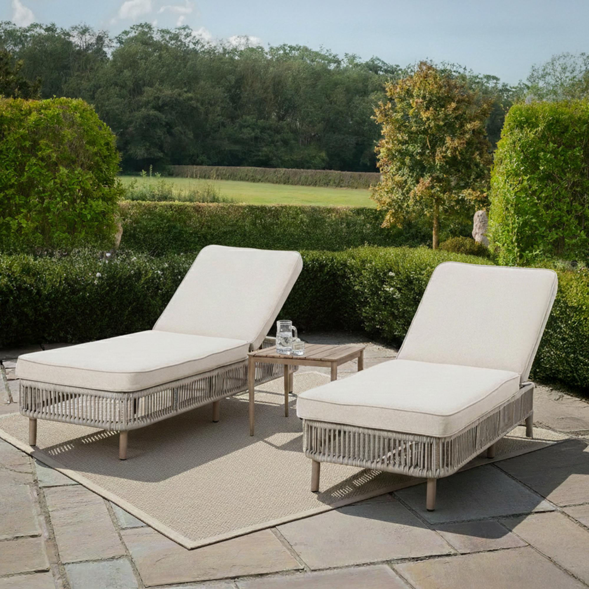 Havana Garden Sun Lounger Set - Natural Linen