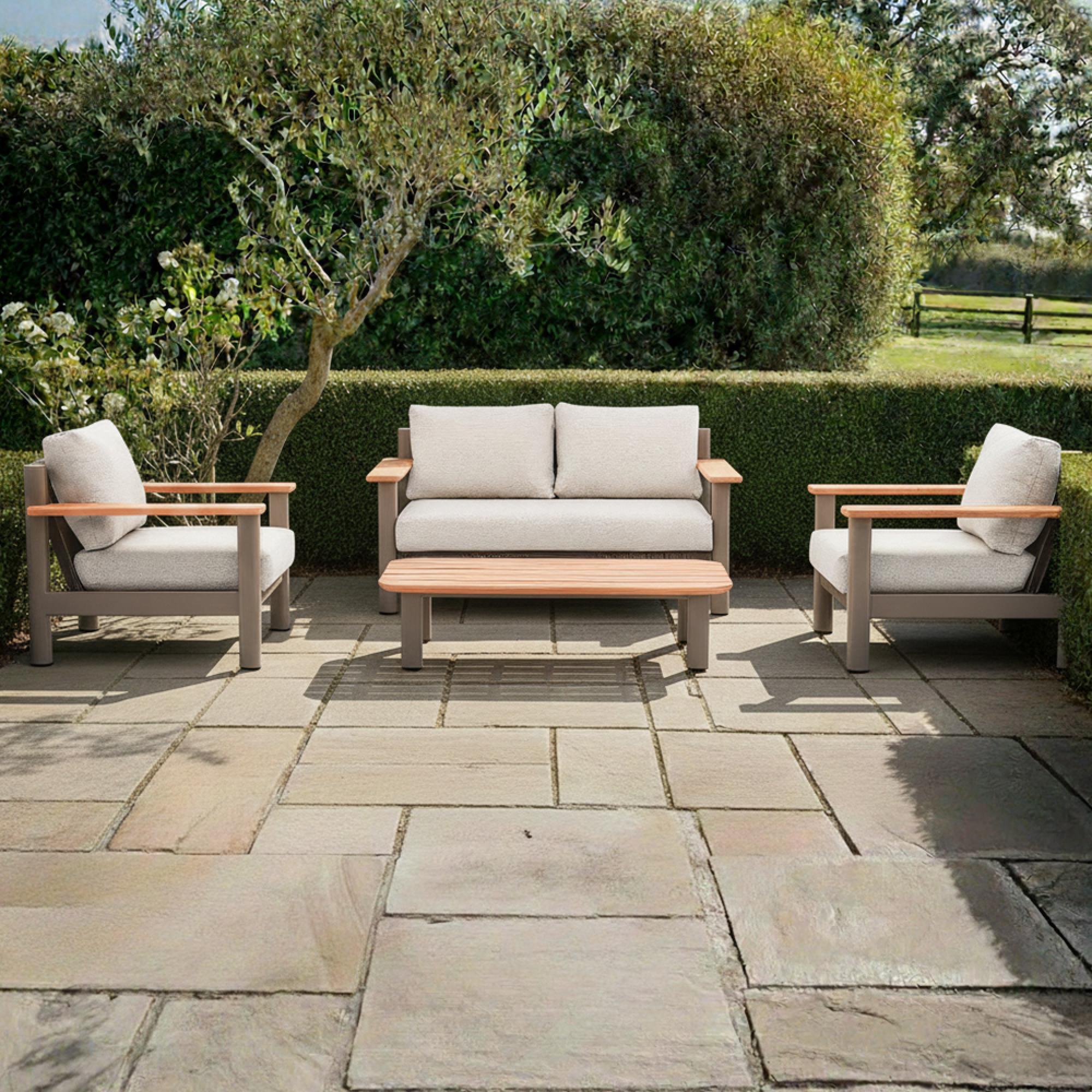 Sicily Garden Sofa Set - 2 Seater - with Coffee Table - Cafe Latte