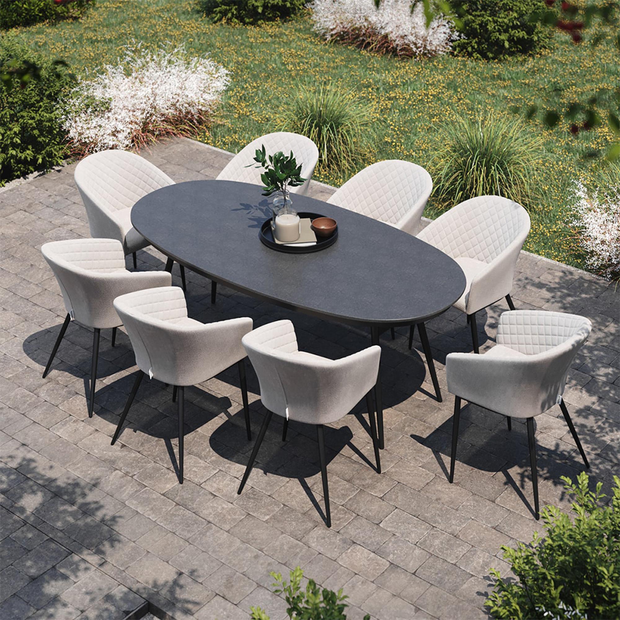 Ambition Oval Garden Dining Set - 8 Seater - 230cm - Ceramic Top - Oatmeal