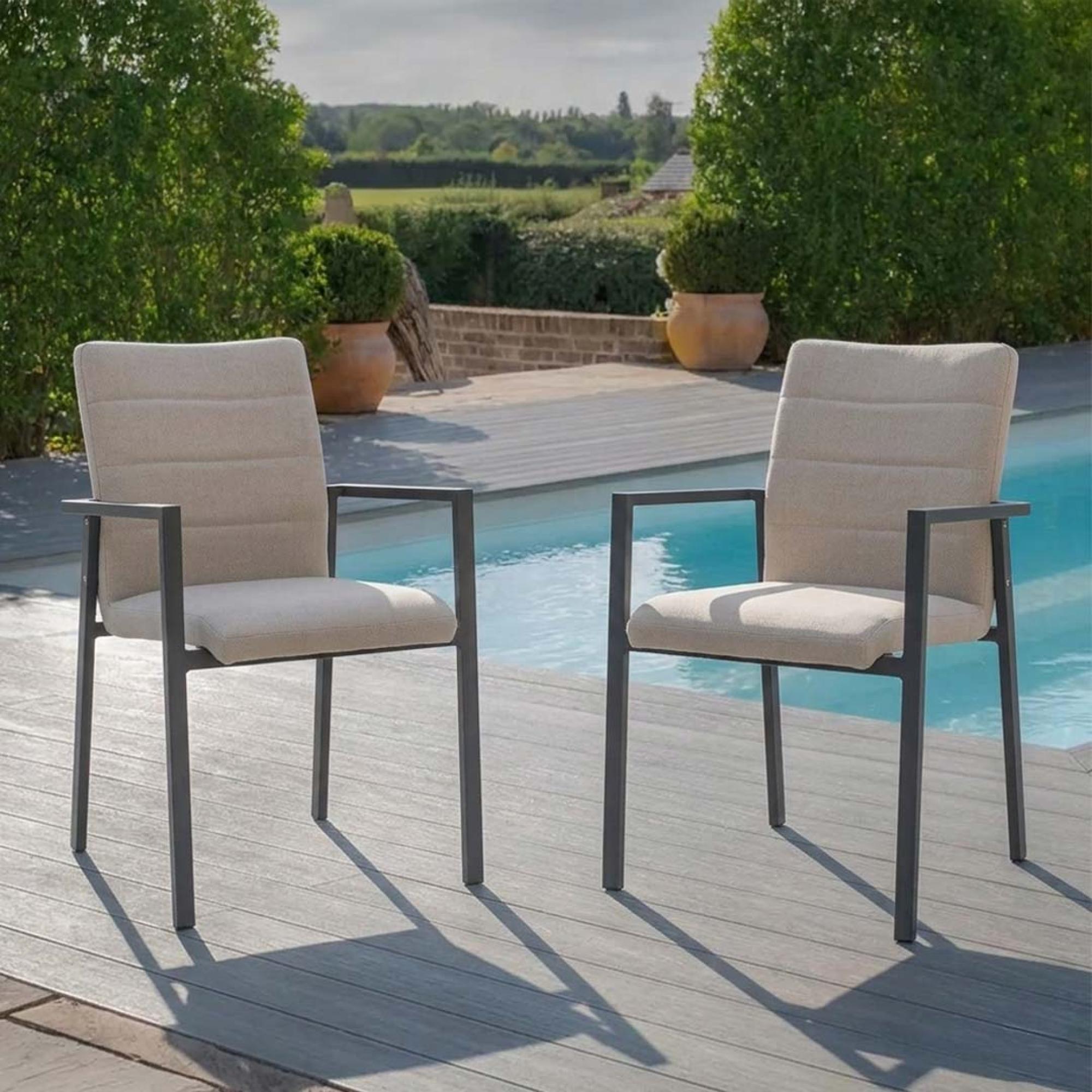 Ibiza Garden Dining Armchair - Set of 2 - Oatmeal Fabric