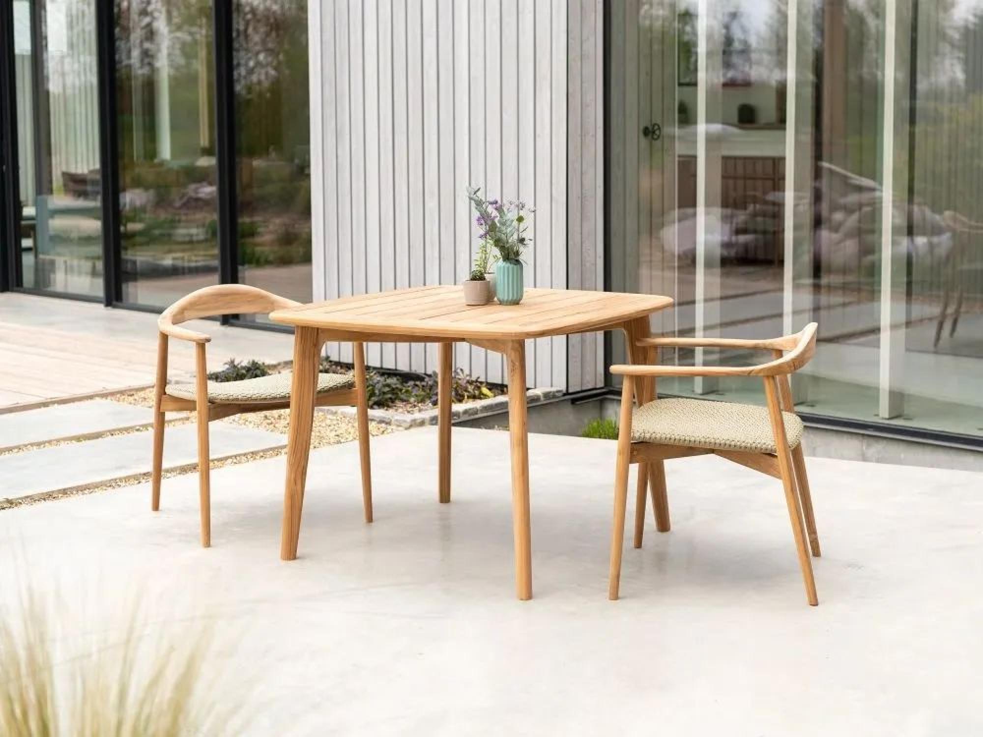 Dana Garden Dining Armchair - Set of 2 - Teak Wood and Rope