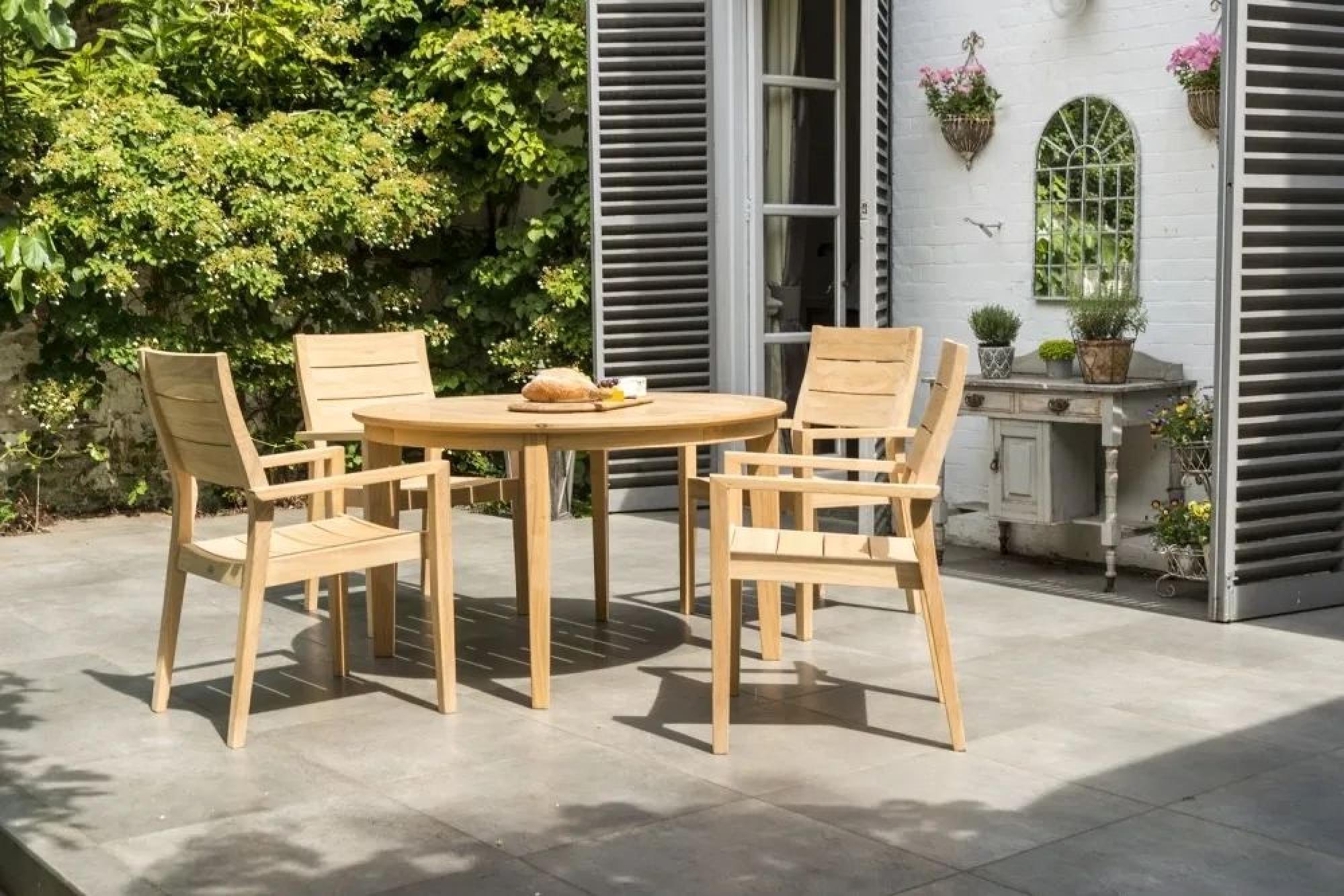 Roble Wood Stacking Garden Dining Armchair - Set of 2